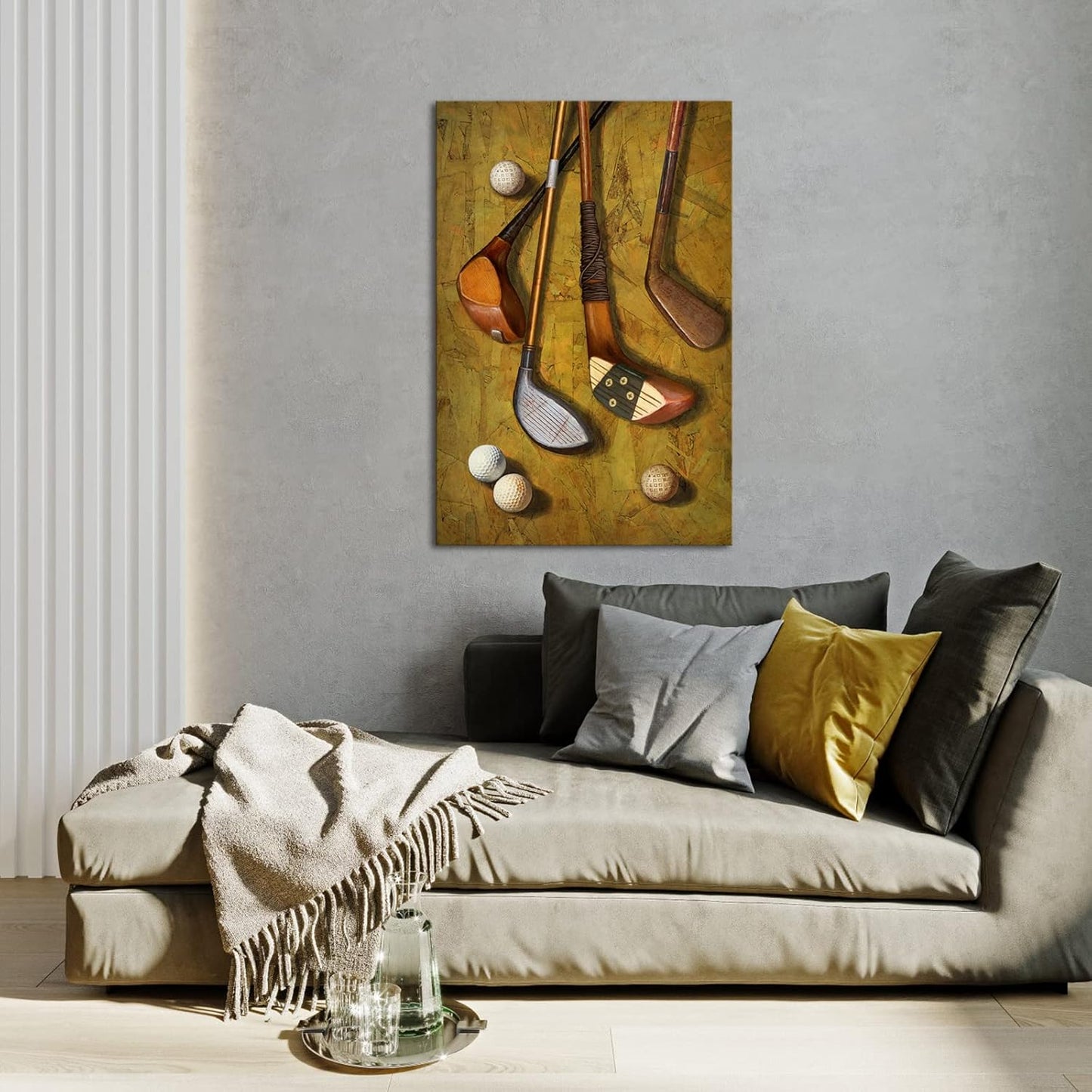 KLVOS Golf Pictures Wall Decor Vintage Sports Artwork Golf Ball Canvas Art Print Home Decor Great Gift for Bedroom Man Cave Office Gym Decoration Gallery Wrap Inner Frame 24x36inch