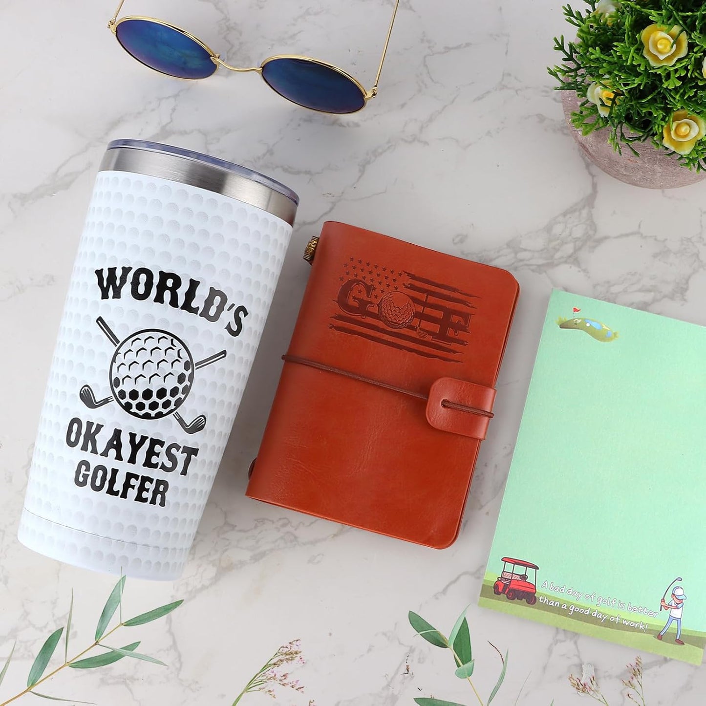 Golf Gifts for Men Unique Funny Golf Gifts Including Tumbler Mug Socks Sport Towel Leather Notebook Notepad Relief Stress Ball for Birthday Christmas Father Day