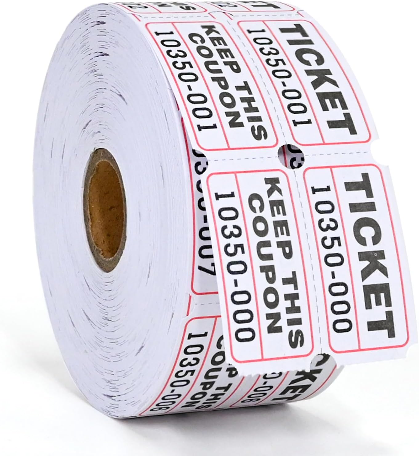 L LIKED White Raffle Tickets Double Rolls with consecutively Numbered 50/50 Stub Raffle Tickets for Events, Entry, Class Reward and More-1000 Tickets/Roll