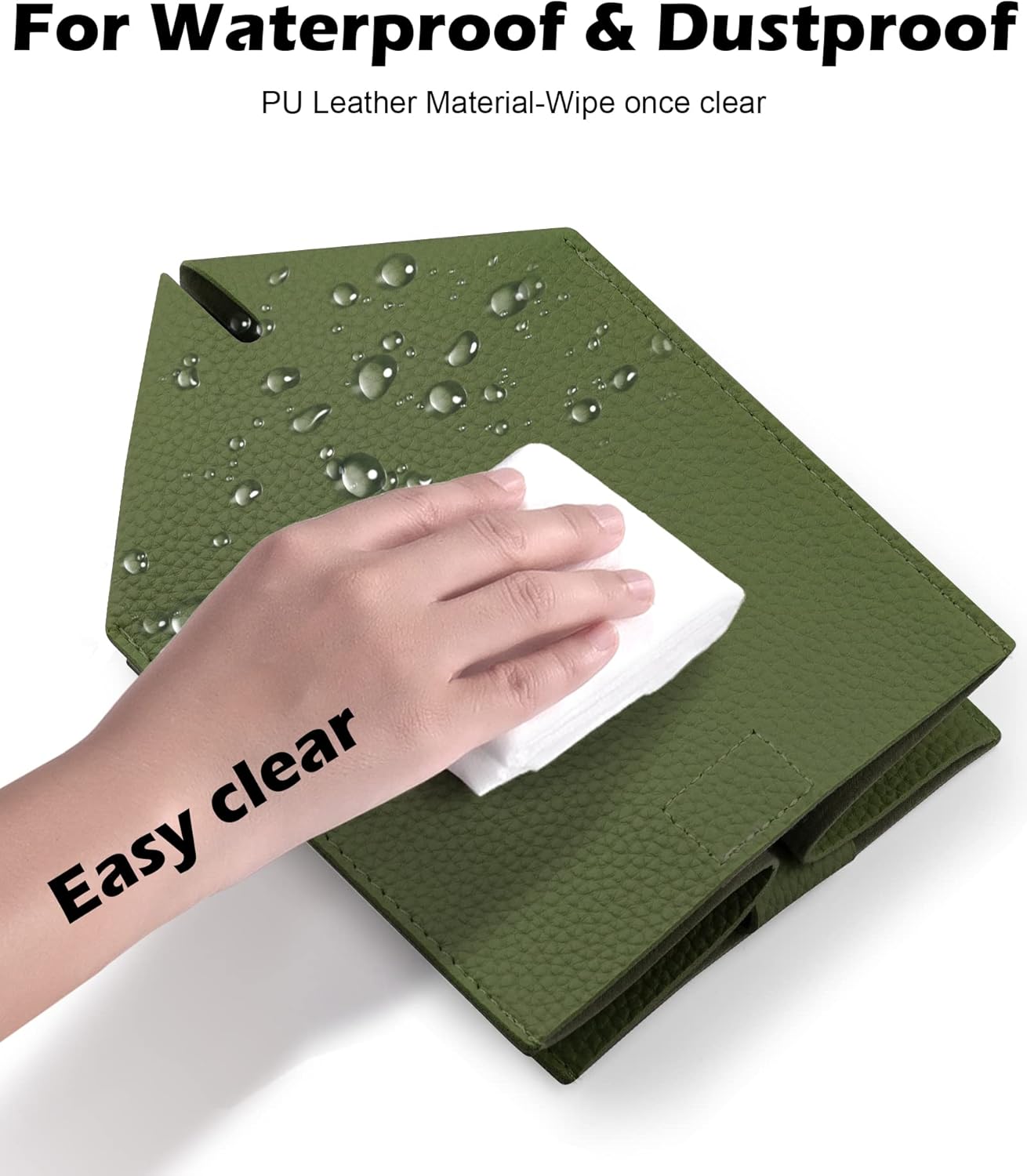 Tissue Box Cover for PU Leather, Modern Simple Solid Color Holder Square Tissue Bag, Ideal for Bathrooms,Office,Car,Nightstand,Outdoor Tent,Dining Table,5"X5"X5", Single Green