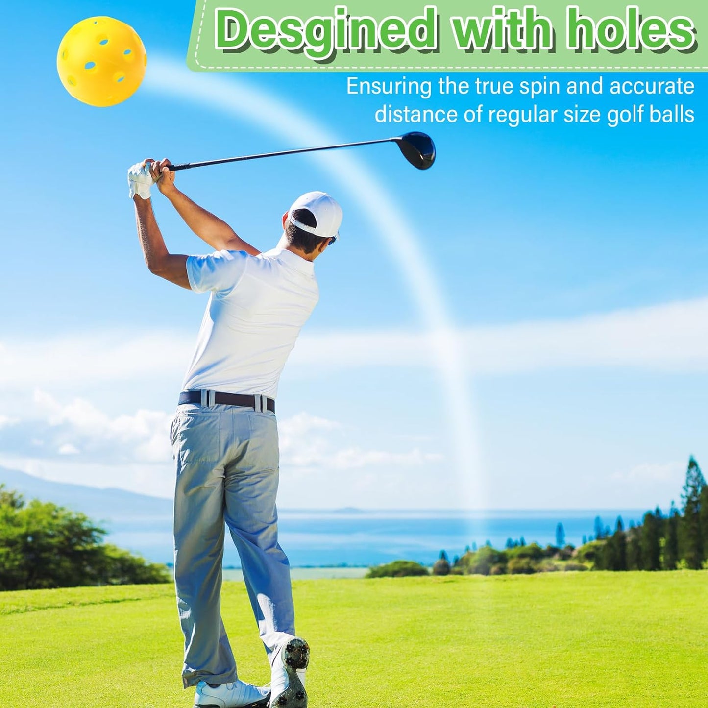 80 Pack Practice Golf Balls Limited Flight 42 mm Golf Training Airflow Hollow Plastic Ball for Women Men Indoor Outdoor Driving Range Swing Practice Home