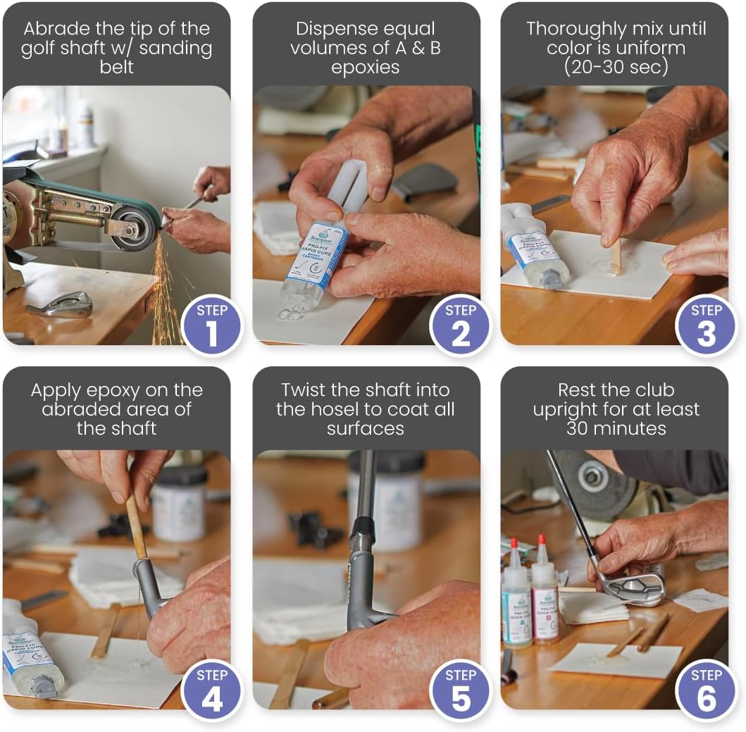 Brampton PRO-FIX Rapid Cure Golf Epoxy - Single Golf Club Repair - 10 Min Golf Club Repair - Golf Epoxy for All Golf Shafts, Golf Heads, Drivers, Putters, and Irons - Engineered for The Golf Industry