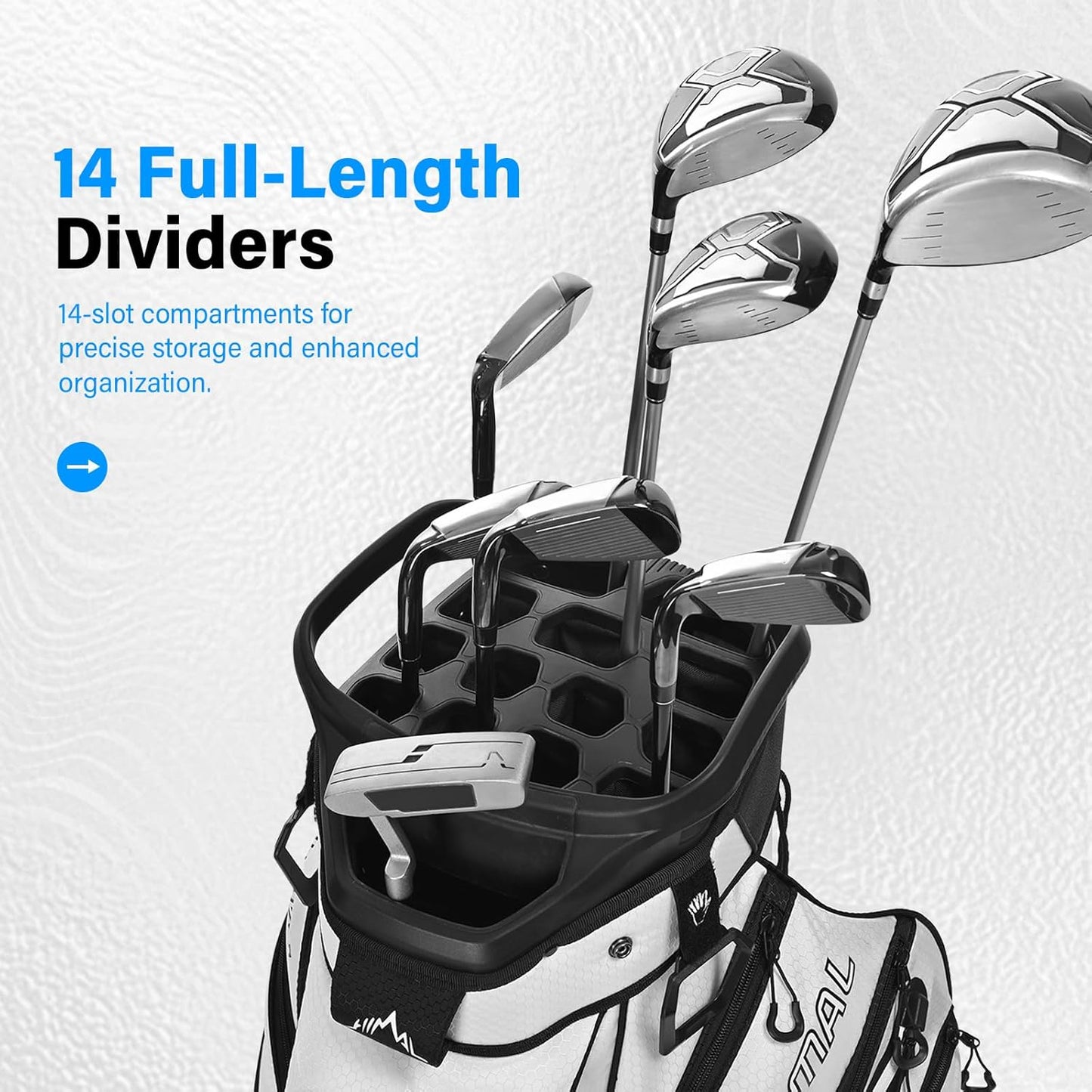 14-Way Golf Cart Bag, Full Length Premium Golf Bag for Men with Cooler Pocket, Handles and Rain Cover