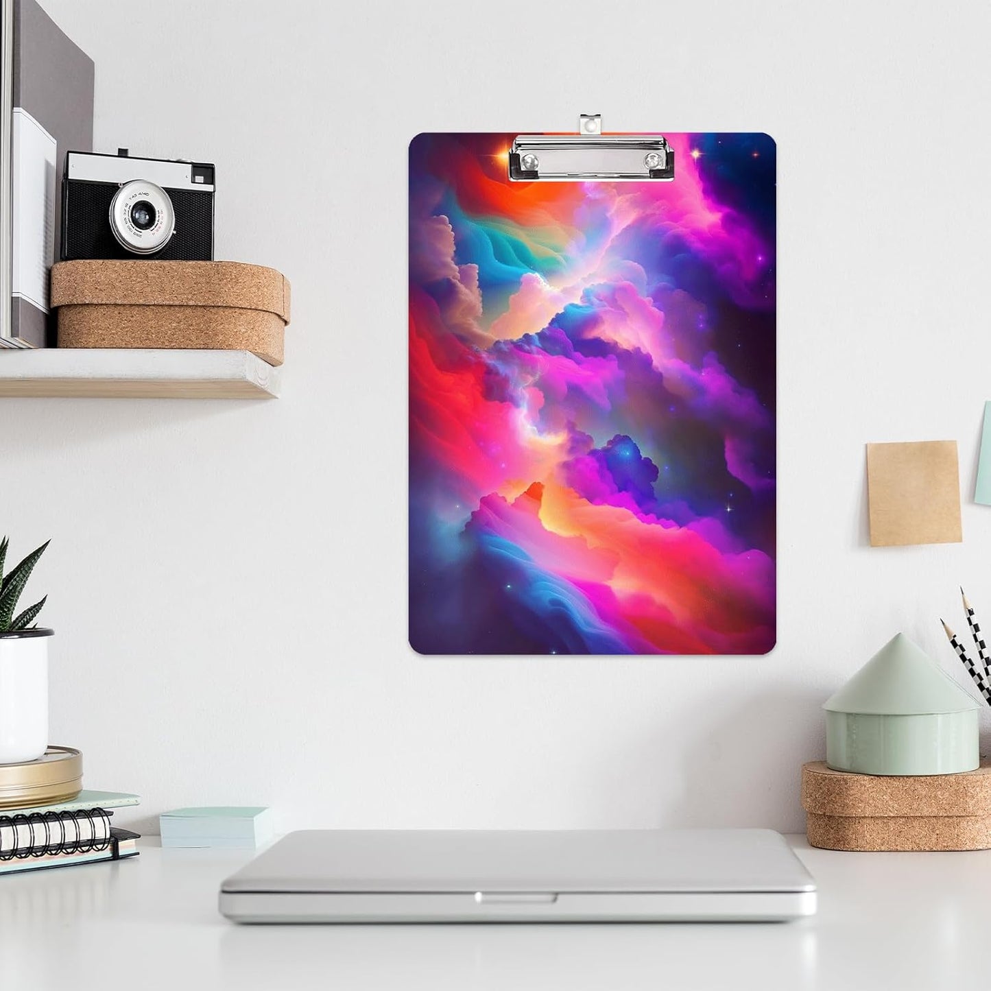 Colorful Cloud Plastic Clipboard with Finish Clip 8.7" x 12.5" Perfect for Modern Office Seminars Workshops Home School Classroom and Event