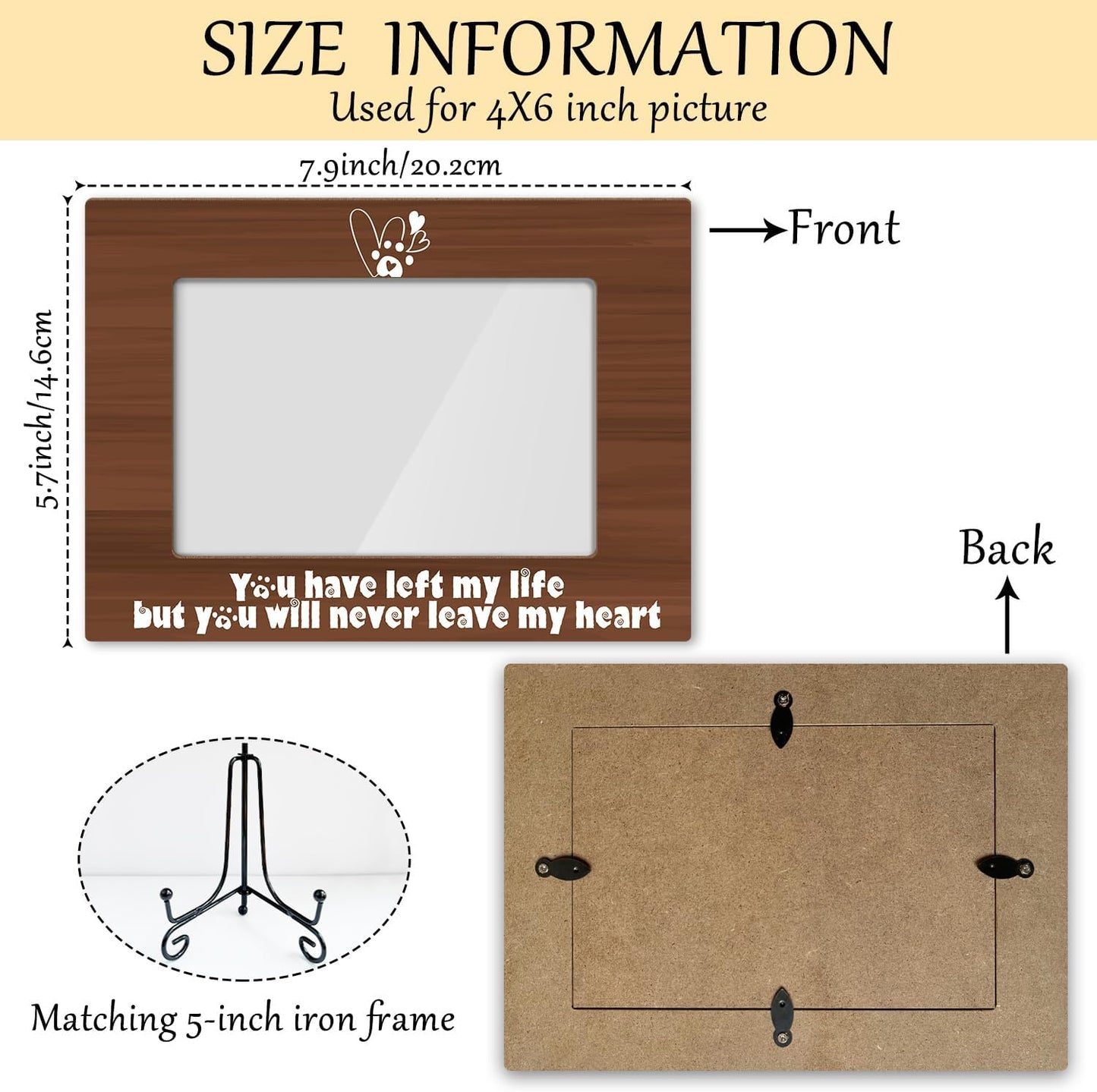 Memorial Picture Frame, Wooden Photo Frame with Stand, Sympathy Gifts for Loss of Loved One for Mom Dad Grandma Grandpa, Home Office Desk Decor Photo Frame Tabletop Display -xk30