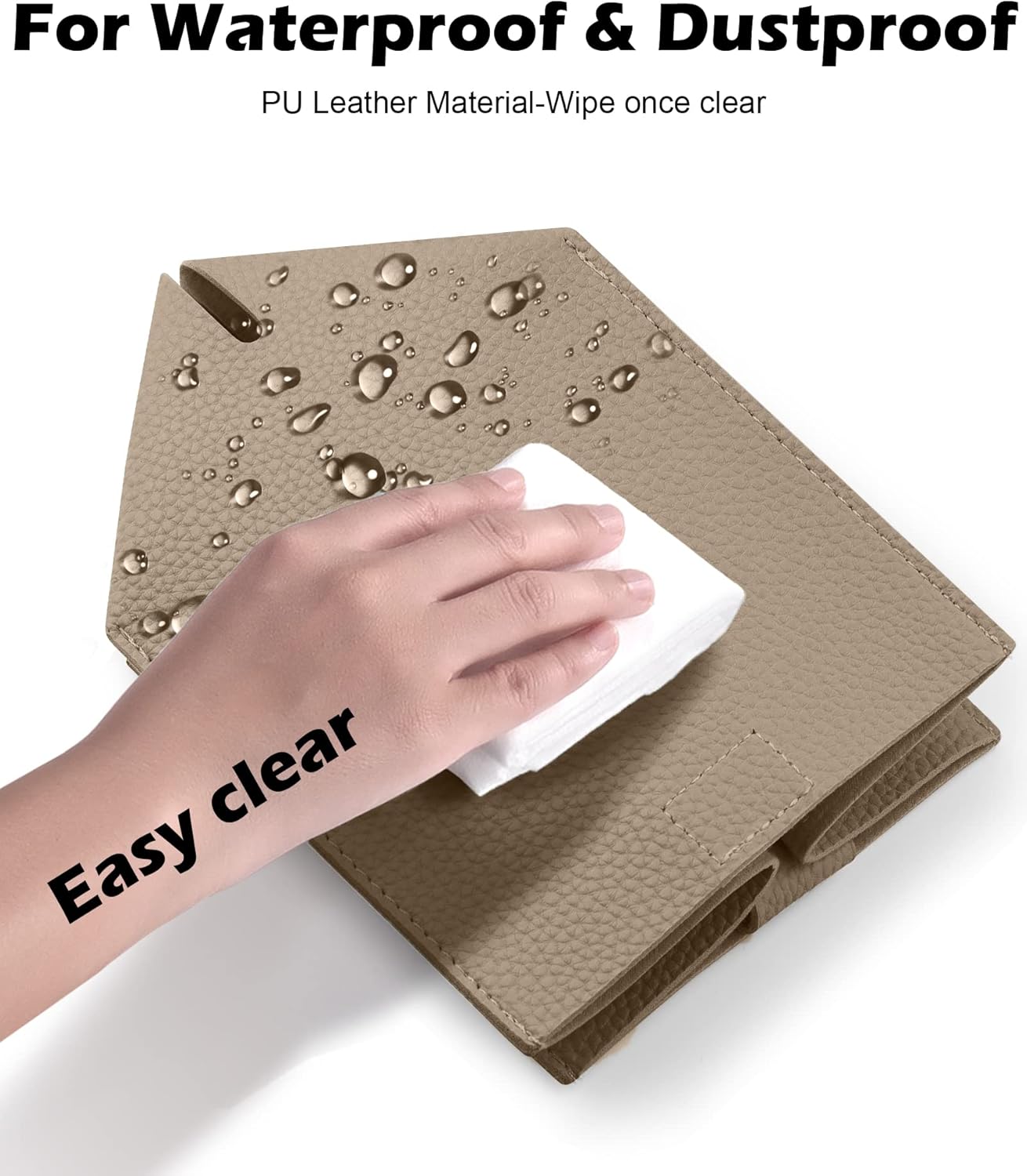 Tissue Box Cover for PU Leather, Modern Simple Solid Color Holder Square Tissue Bag, Ideal for Bathrooms,Office,Car,Outdoor Tent,Dining Table,5"X5"X5", Double Cocoa Brown