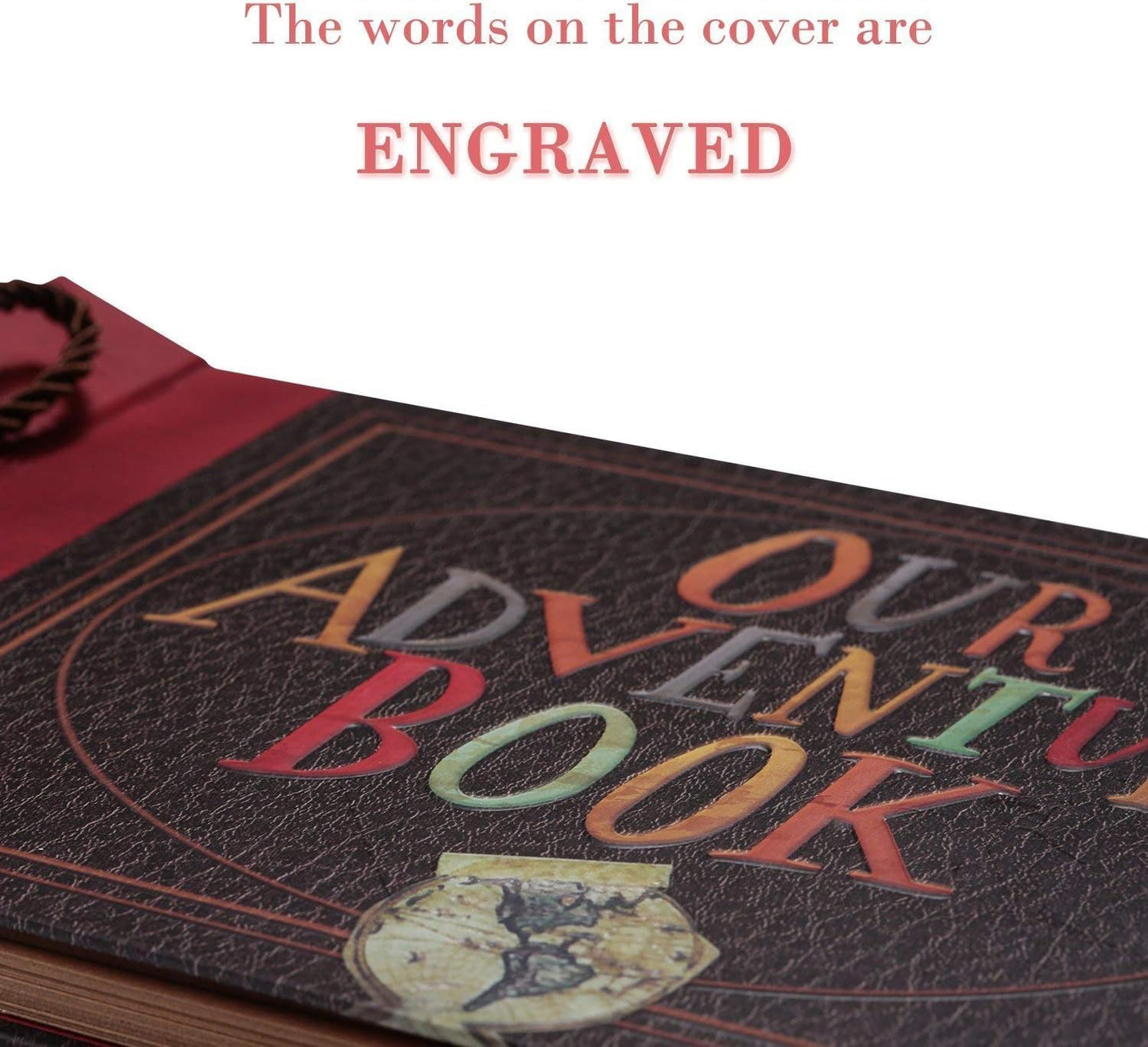 Adventure Book Scrapbook DIY Handmade Retro Style Travel Souvenir, 11.92 x 7.62" Embossed Lettering Scrapbook Inspired by 'Up', Memory Book For Anniversary Wedding,Travelling,Valentine's Day Gifts