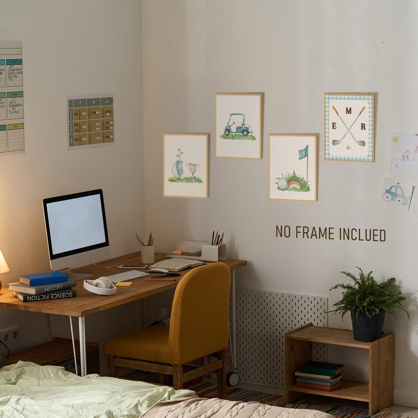 BRRNYOI Golf Golfing Wall Art Posters Set of 4, Golfer Room Decor, Vintage Golf Course Cart Canvas Prints Wall Decor for Boys Nursery Teen Bedroom Home Living Room Office, 8x10 Unframed