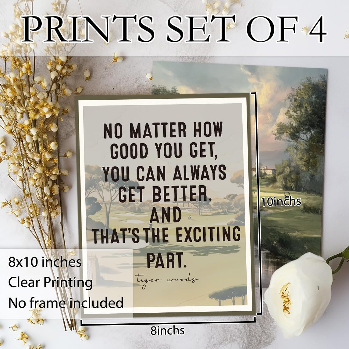 laveliabel Vintage Golf Wall Art Prints Set of 4 Unframed, Golf Pictures Wall Decor, GolfGifts for Men, Vintage Retro Checkered GolfPoster Prints for Home Room GolfOffice WallDecor 8x10inches