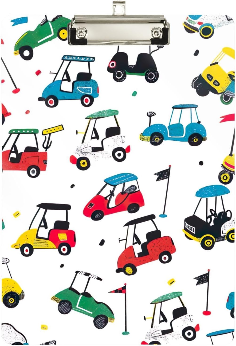 Golf CarThick Clear Acrylic Clipboard with Shiny Gold/Silver Finish Clip21344438