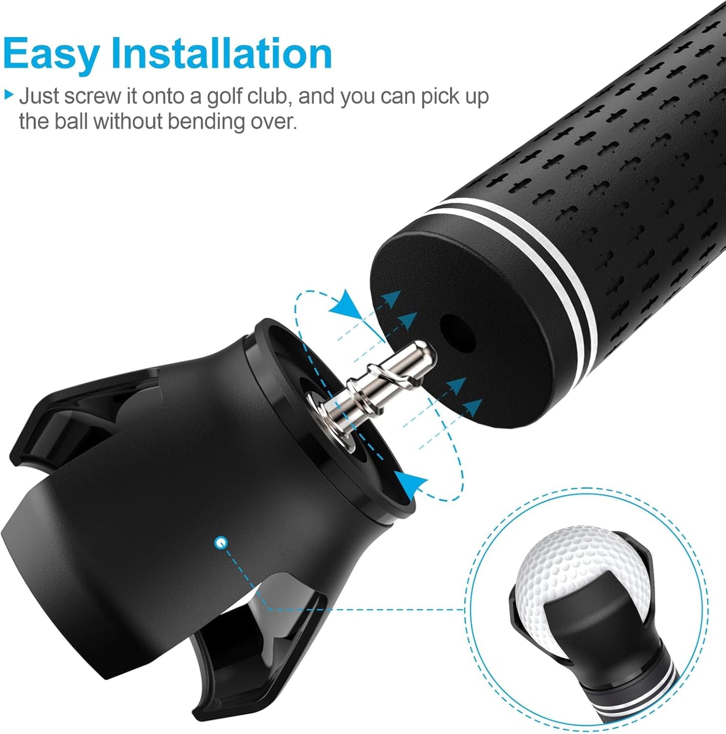 Premium Golf Ball Retriever, 4PCS Durable Golf Ball Grabber and Picker for All Kinds of Putter Handles, Golf Ball Retrievers Pick Up Tool for Quick Installation