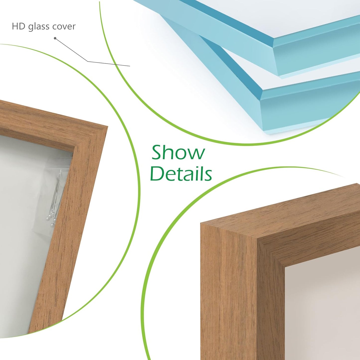 FrameWorks 16" x 20" Original Golden Oak Wooden Shadow Box Frame – Soft Felt Back, Tempered Glass, and Included Elegant White Ball Push Pins