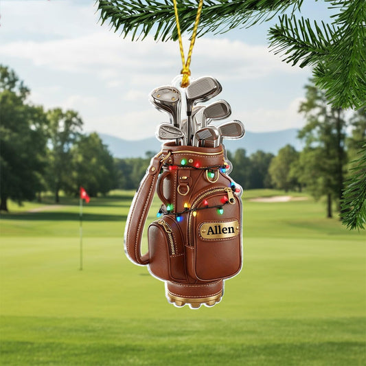 NAZENTI Personalized Golf Bag Lights Christmas Ornament 2025, Custom Name Golf Bag, Customization Golf Bag and Irons Decoration for Xmas Tree, Golfing Keepsake Gift for Golfer & Golf Player Lover