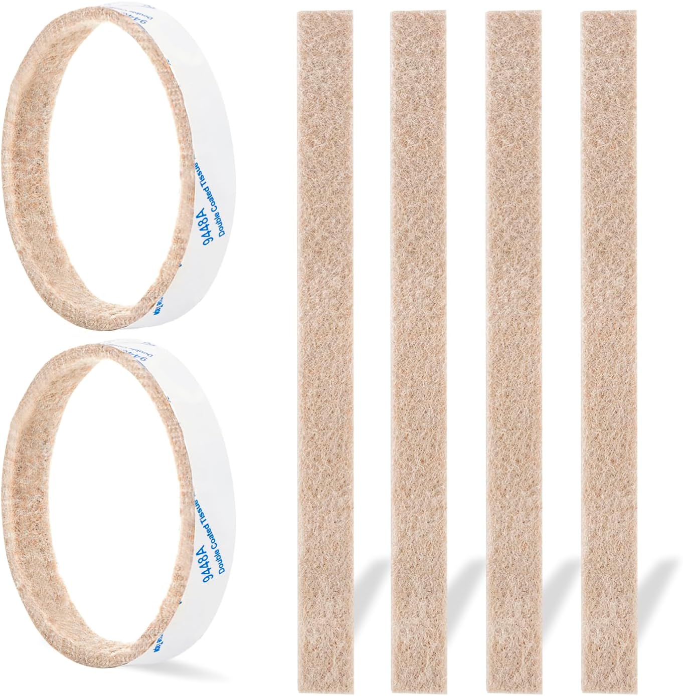 Furniture Felt Pads Strips 20pcs Pack 1/2 x 6 Inches Self Adhesive Beige Furniture Pads Anti Scratch Felt Pads Heavy Duty 3mm Floor Protector for Chair Feet for Hardwood Floor
