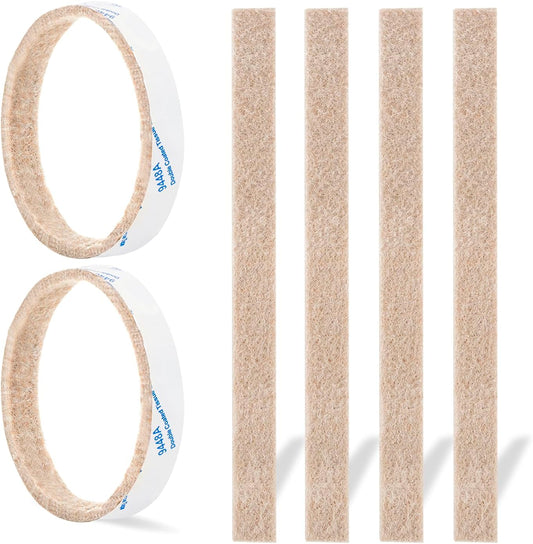 Furniture Felt Pads Strips 20pcs Pack 1/2 x 6 Inches Self Adhesive Beige Furniture Pads Anti Scratch Felt Pads Heavy Duty 3mm Floor Protector for Chair Feet for Hardwood Floor