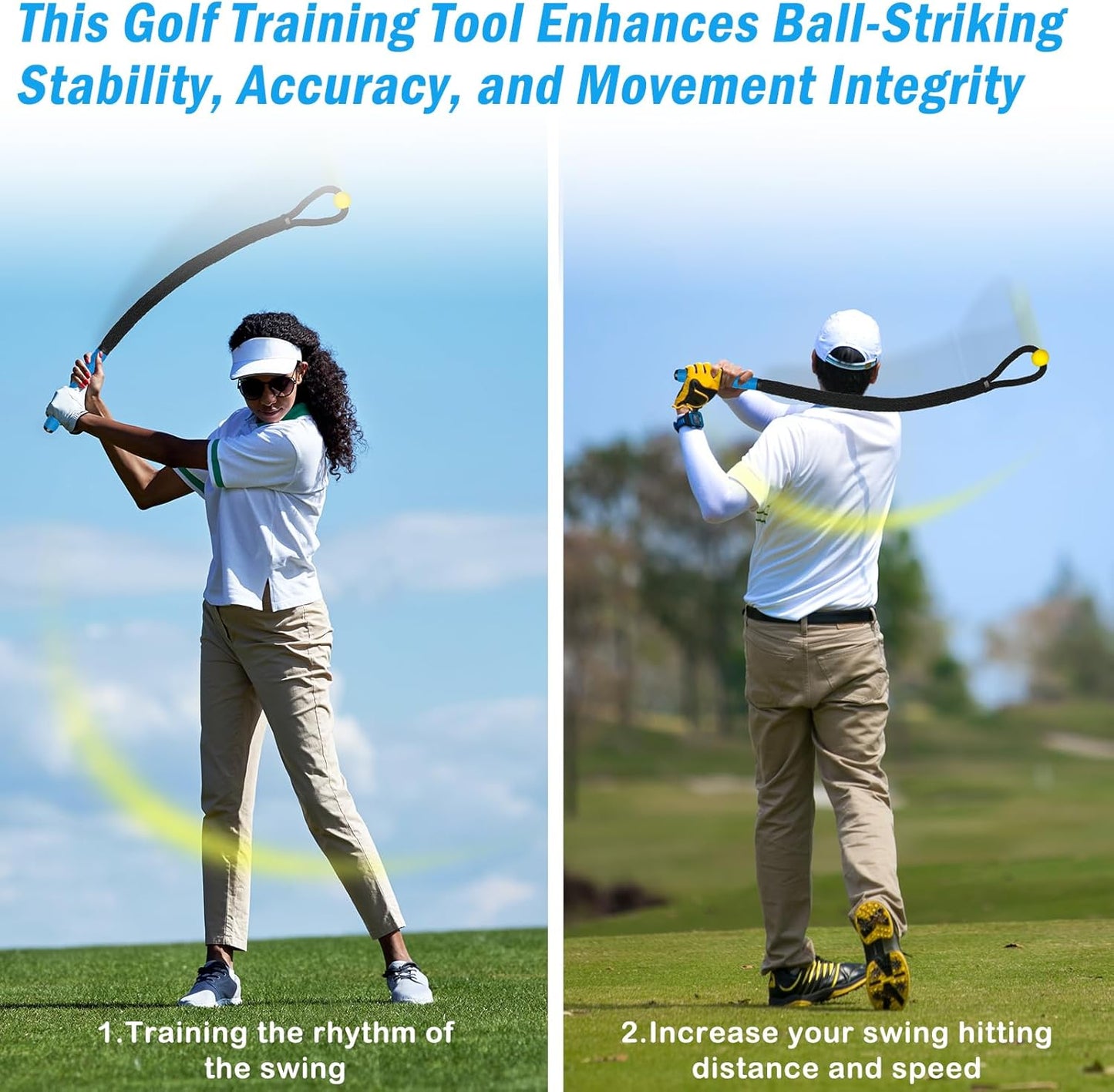 Heavier Premium Golf Rope Swing Trainer, Professional Weighted Golf Swing Rope, Warm-Up Training Tempo Aids with Ball and Grip to Improve Speed, Rhythm, Flex & Strength for All-Level Golfers