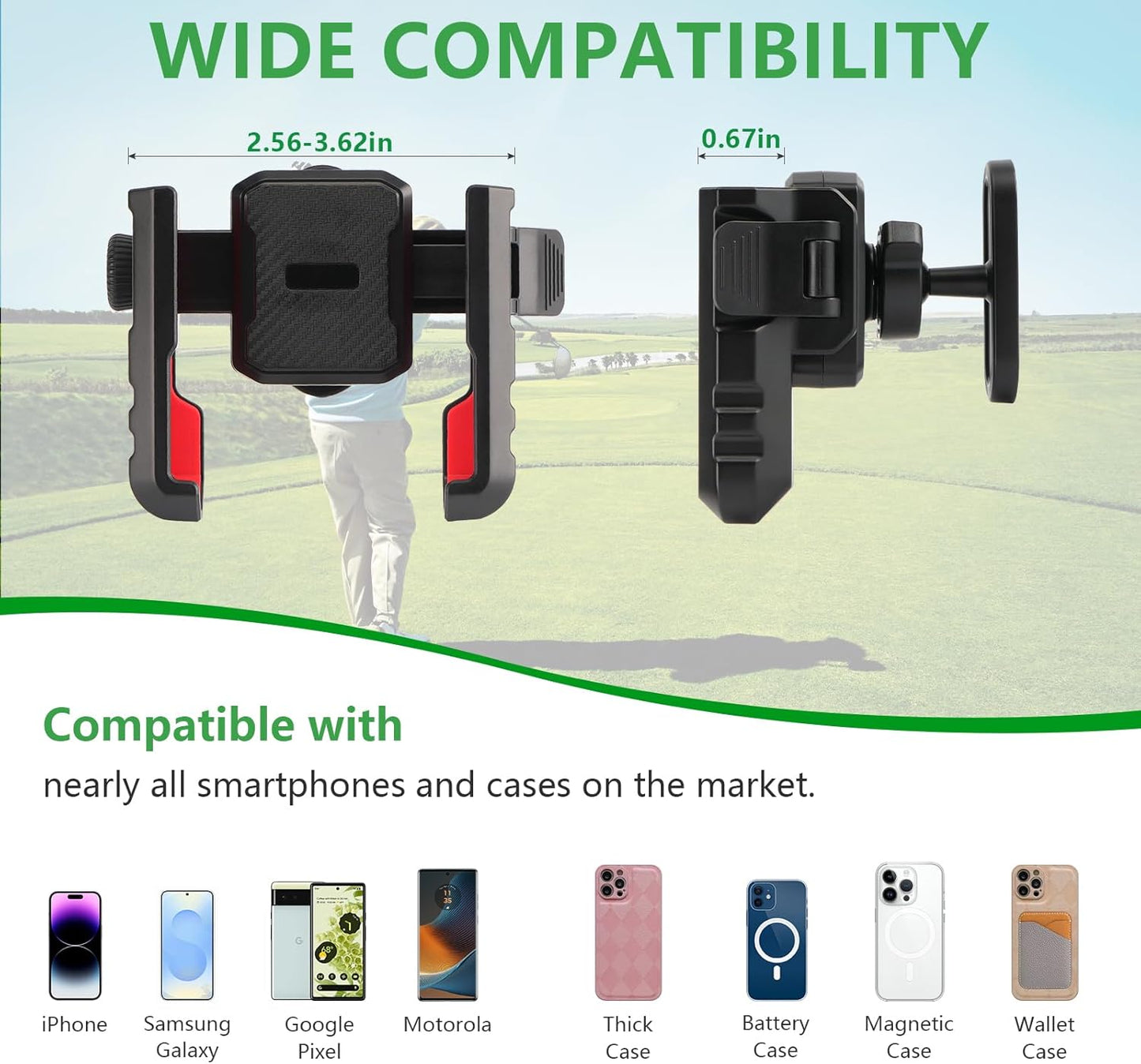 EagleFlight Magnetic Golf Cart Phone Holder - N54 Ultra Strong Magnet,Compatible with EZGO, Club Car & Yamaha Carts, 360° Adjustable, Fits iPhone 15 Pro Max/S24 Ultra, Golf Accessories Gifts for Men