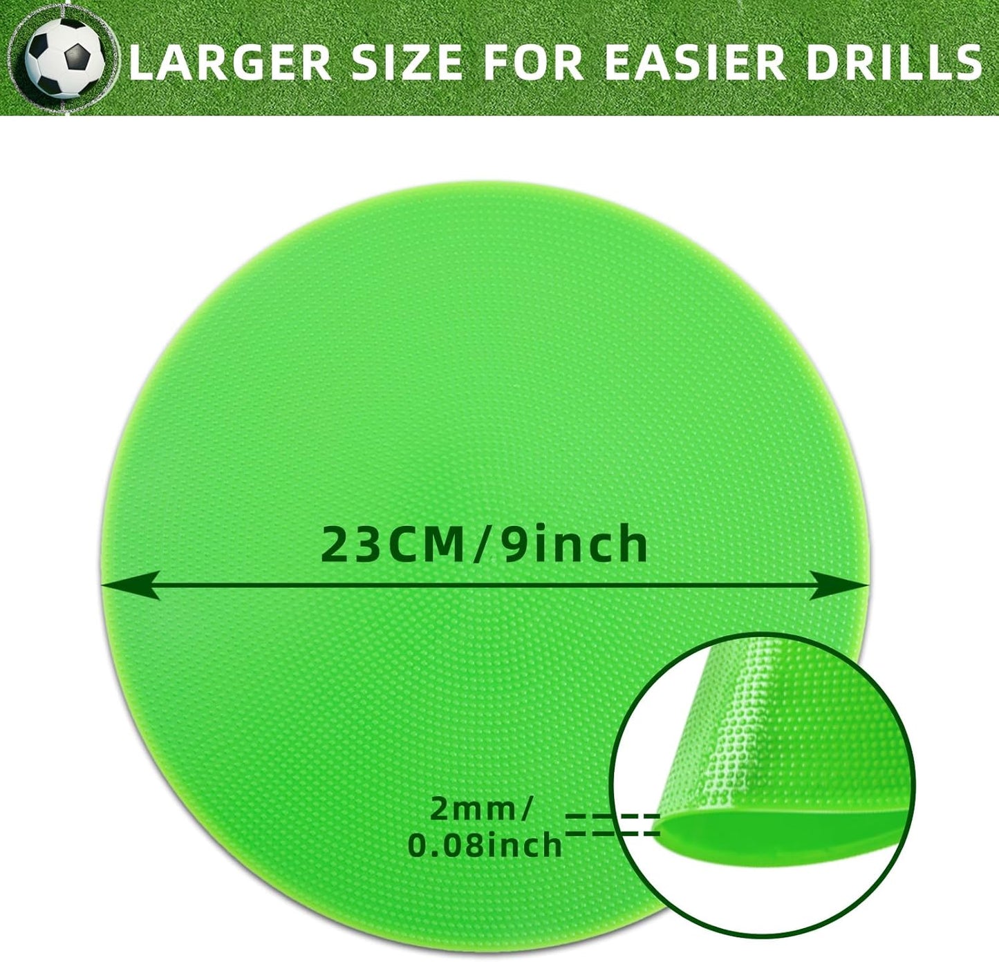 9 Inch Colored Poly Spot Marker 12 Pcs, Non-Slip Rubber Agility Markers Flat Field Cones Floor Dots for Football, Basketball Training Markers, Dance Practice and Drills with Flat Cones Points