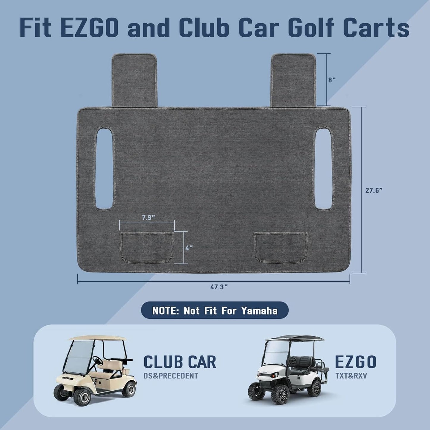 Golf Cart Seat Blanket Covers, Breathable Heavy Duty Universal Golf Cart Seat Covers for Club Car DS Precedent EZGO TXT RXV with 2 Pockets for Your Golf Items