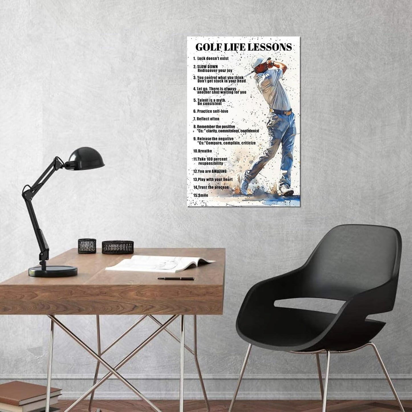 Golf Wall Art Golf Sports Poster Inspirational Quotes Picture Wall Decor Canvas Print Golf Sign Painting Artwork for Living Room Office Club Home Decorations Framed Ready to Hang (28 x 44 inch)
