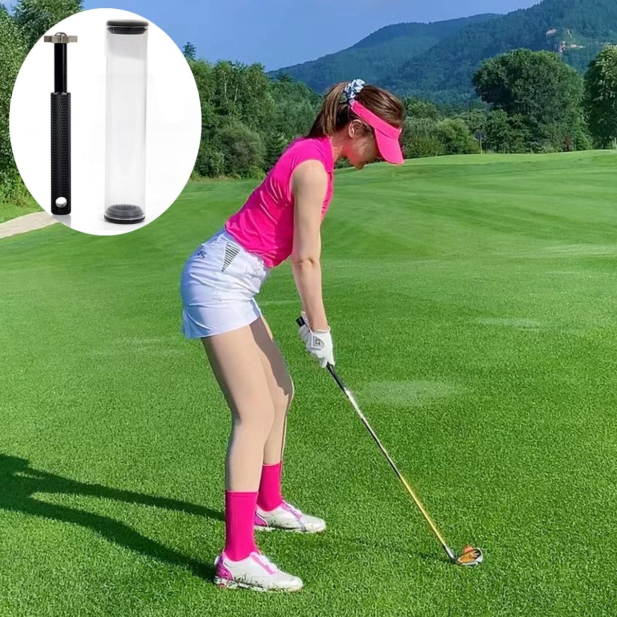 Golf Club Groove Sharpener, Iron Wedge Groove Sharpener Tool with 6 Carbide Tungsten Steel Cutters, Golf Club Cleaner Re-Grooving Cleaning Tool