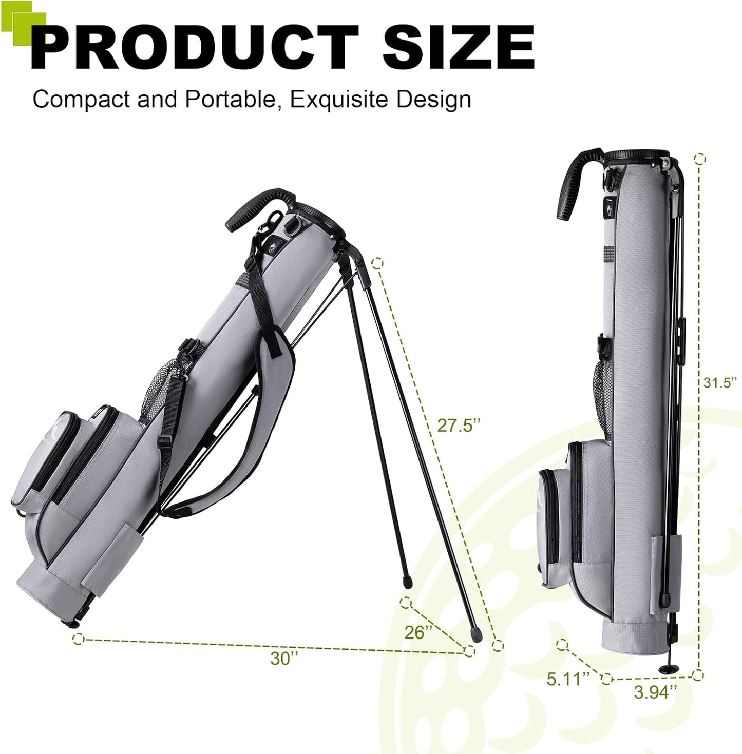 Golf Lightweight Stand Carry Bag– Easy to Carry and Durable Pitch n Putt Golf Bag for The Driving Range, Par 3 and Executive Courses–31.5 inches Tall