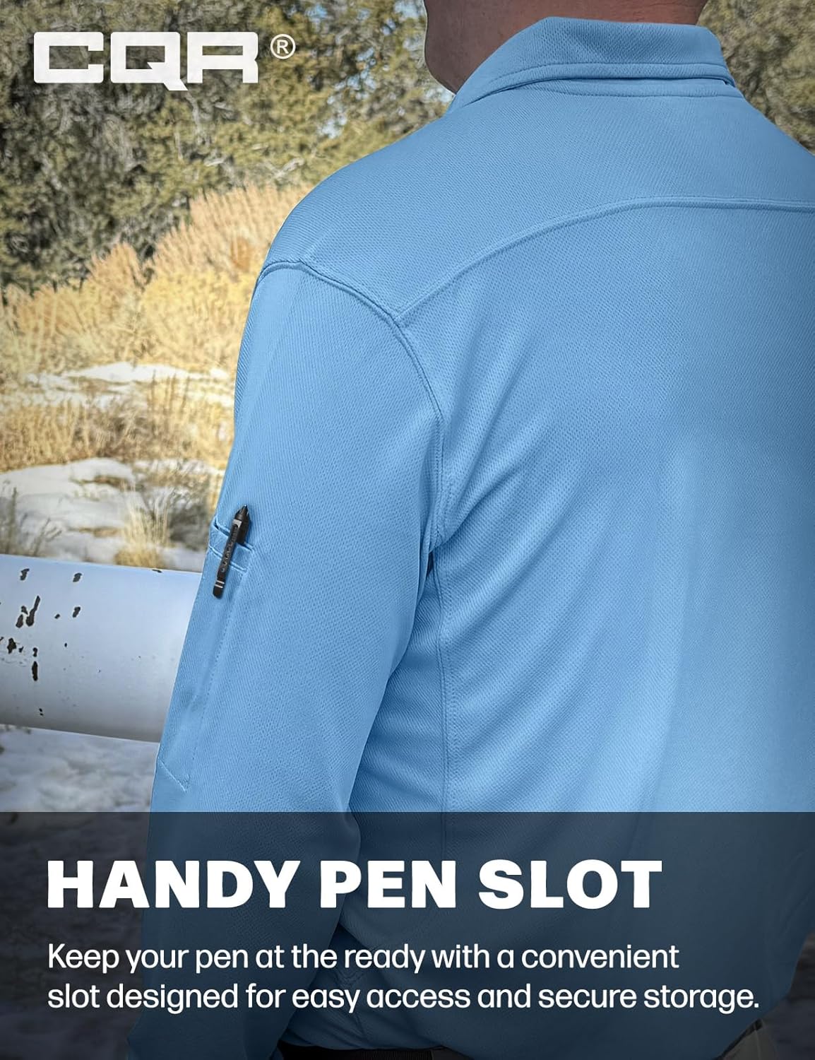 CQR Men's Polo Shirt, Long Sleeve Tactical Shirts, Outdoor UPF 50+ Pique Shirt, Dry Fit Lightweight Golf Shirts