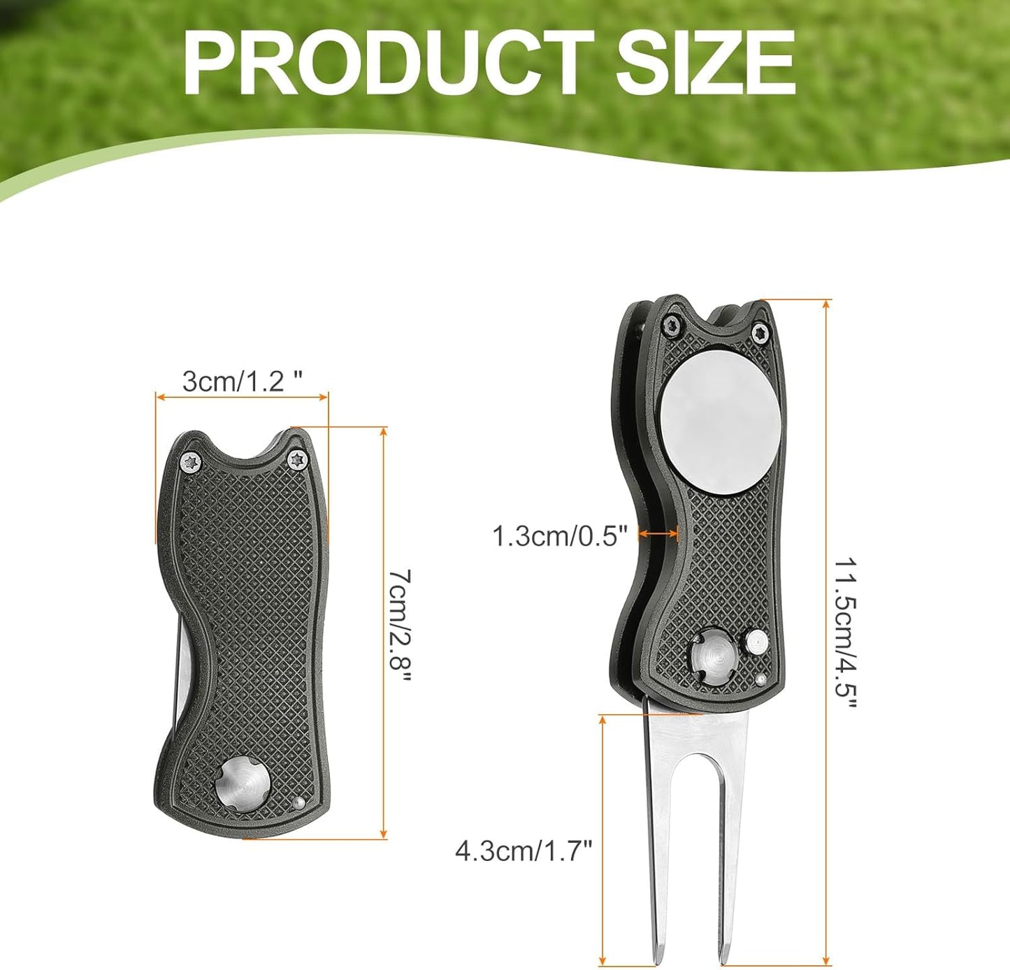 PATIKIL Golf Divot Repair Tool Foldable Metal Golf Green Divot Tool with Magnetic Ball Marker