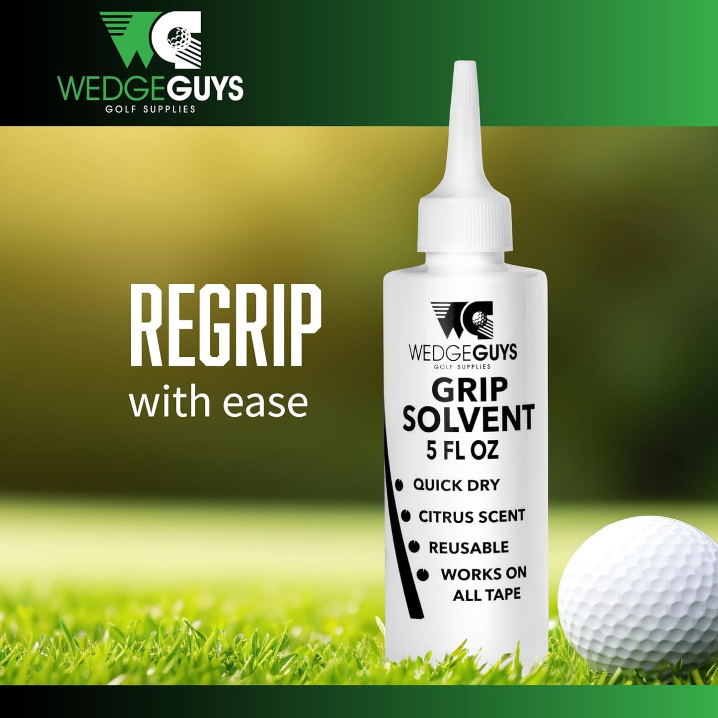 Wedge Guys Professional Golf Grip Tape Solvent for Regripping Golf Clubs | Golf Grip Solvent Solution for Easy Regripping and Golf Club Repair |