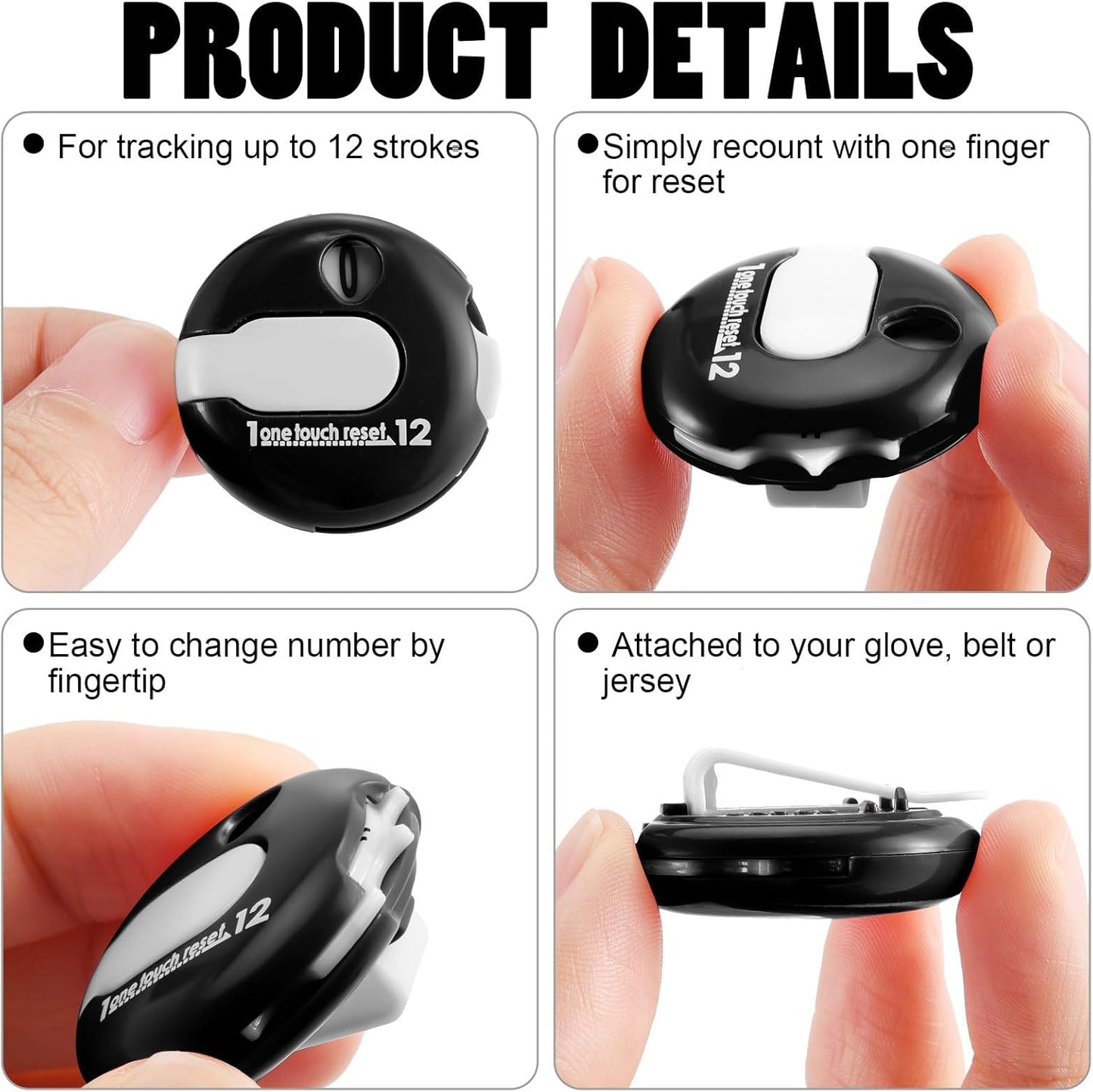 Frienda Golf Score Counter Mini Golf Stroke Counter with One Touch Reset and Simple Attachment to Scorekeeper Glove in