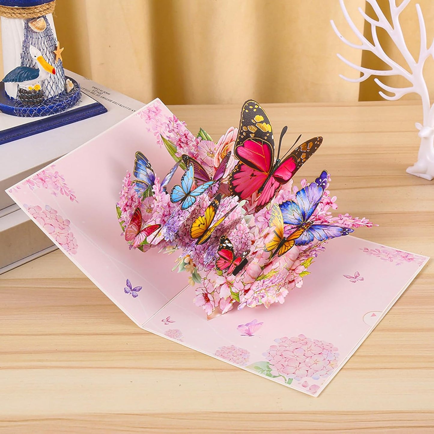 3D Butterfly Greeting Cards, Flowers Pop Up Birthday Cards, for Mom, Sister, Grandmother, Wife, Daughter, and other women, with envelope