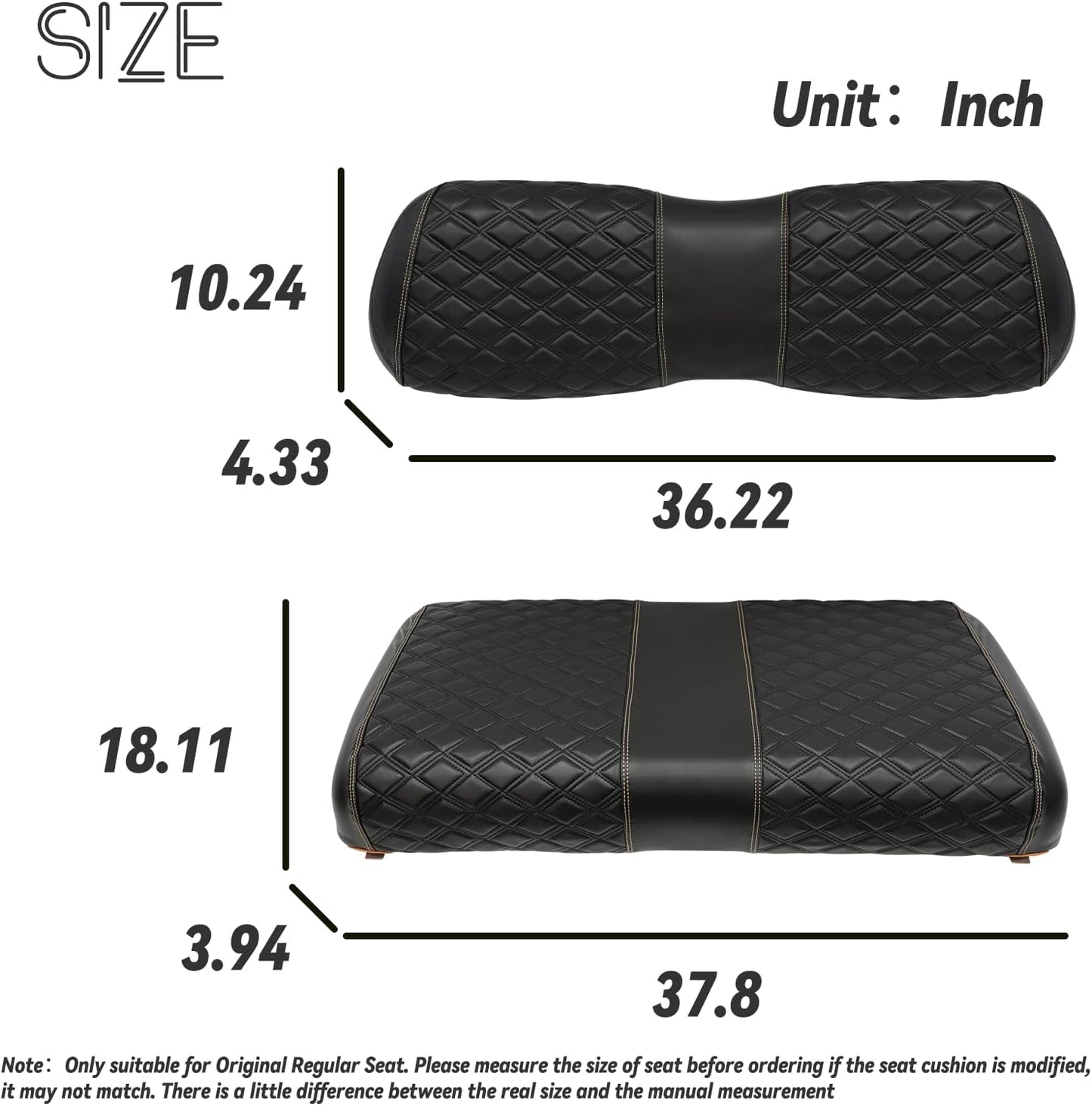 Golf Cart Seat Covers for Club Car DS 2000.5+ Front OEM Universal Seat Cushion, Marine Grade Vinyl Leather Club Car DS Seat Covers/Easy to Install-Black (2PCS)