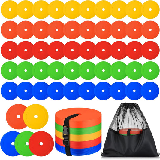 6 inch Flat Cones Spot Markers Non-Skid Floor Hole Soccer Cones Field Court Spot Markers Flat Discs Soccer Training Equipment for Football Sports Speed Agility Practice