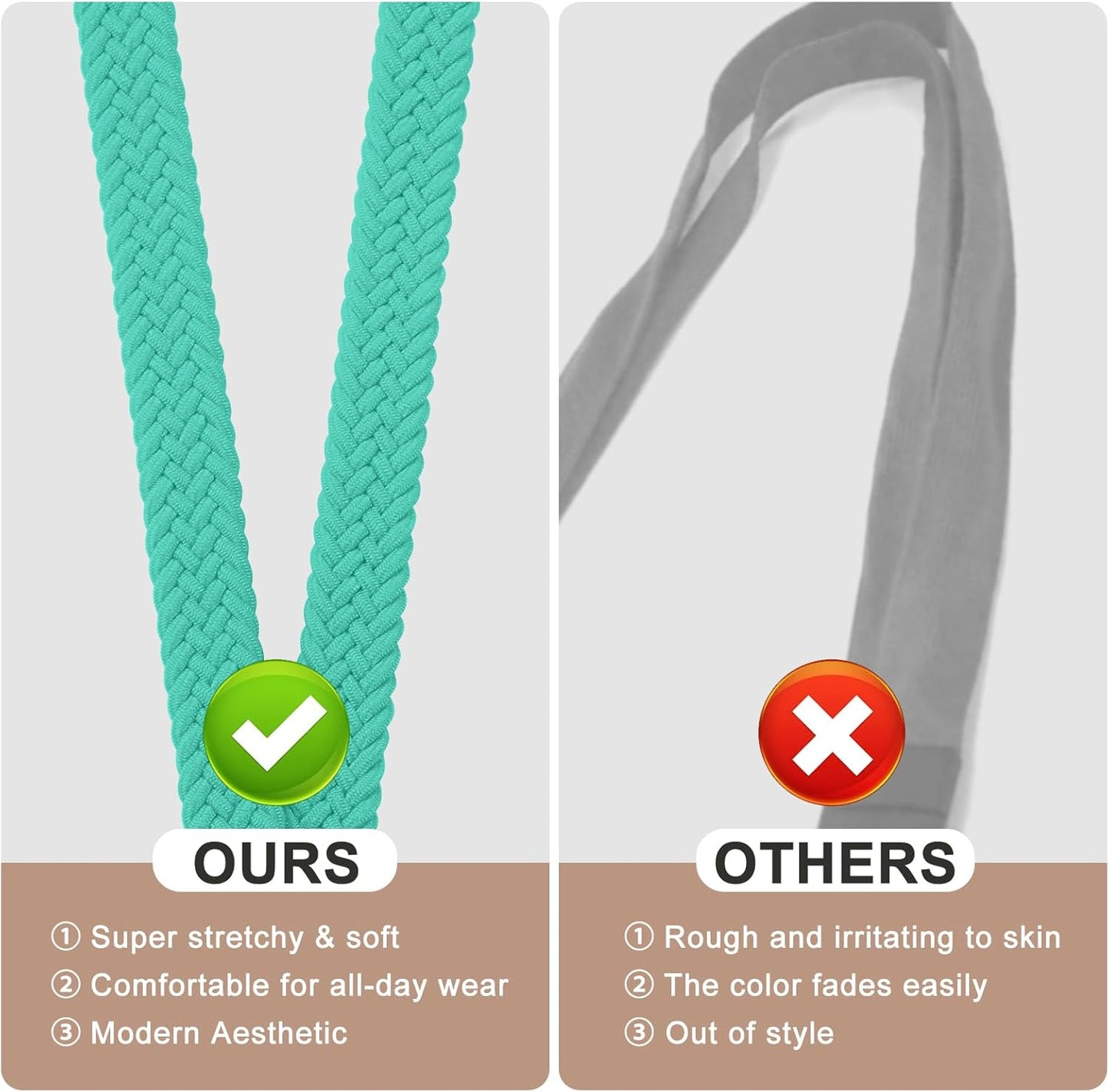 Fishent Stretchy Thin Lanyards for Keys ID Badges, Cute Long Teacher Neck Key Lanyard Keychains for Women Men Wallet Phone(Lake Blue)