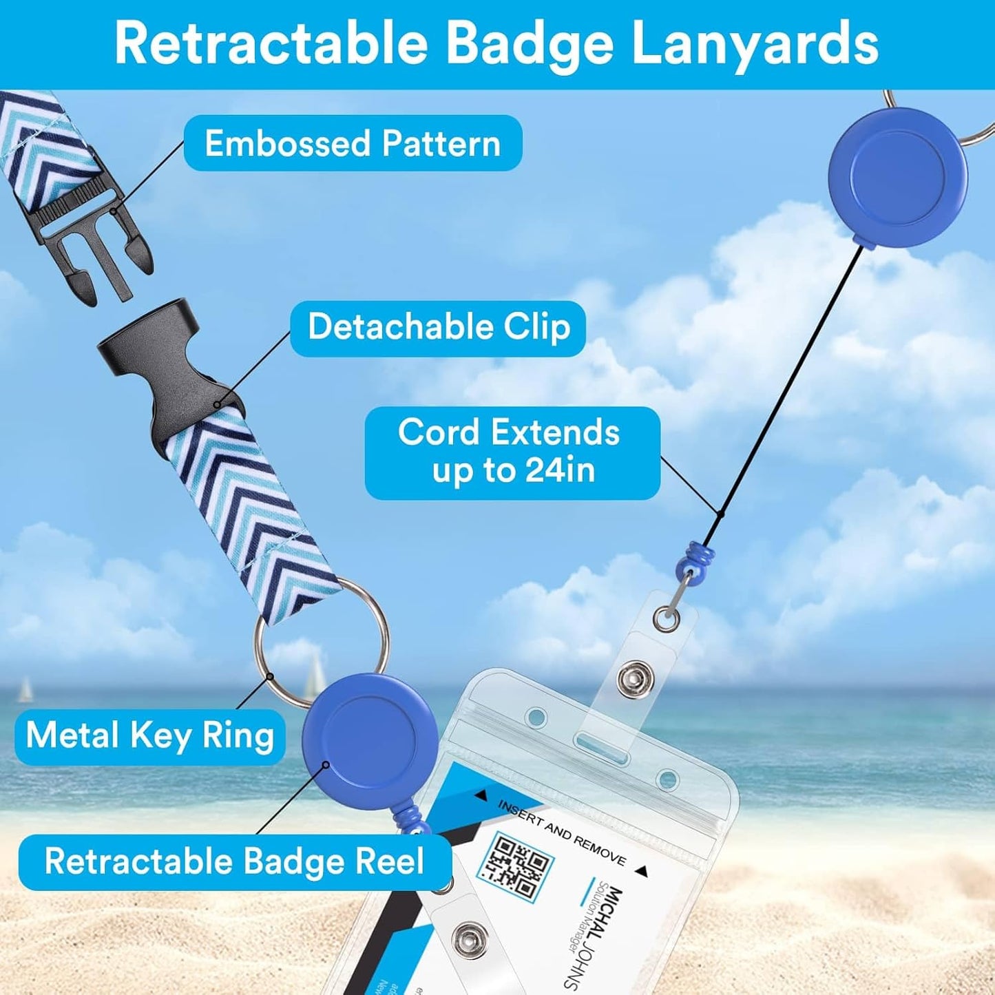 Billbotk Lanyards for Cruise Ship Card, 6 Sets Retractable Lanyard Key Card Holder Badge Reels with Waterproof Luggage Tags ID Holders Essentials Accessories RS5002MN