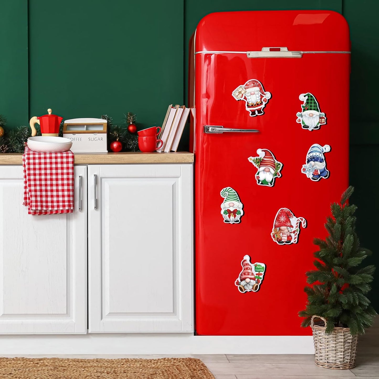 12 Pieces Christmas Refrigerator Magnets Christmas Gnome Magnets Winter Holiday Magnets for Locker Fridge Home School Decor