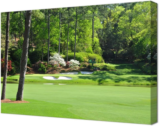Augusta National Golf Club 12th Hole Wall Art for Living Room Bedroom Bathroom Home Decorations Golf Art Augusta Golf Course Poster Prints Golf Art Framed Ready to Hang(24''H x 36''W)