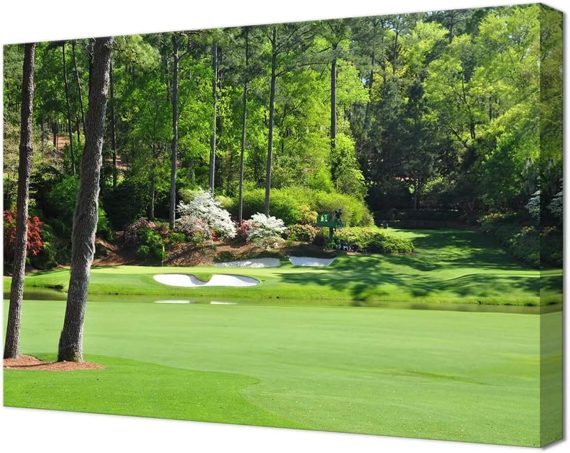 Augusta National Golf Club 12th Hole Wall Art for Living Room, Bedroom, Bathroom - Home Decorations - Framed Ready to Hang (18''H x 24''W)