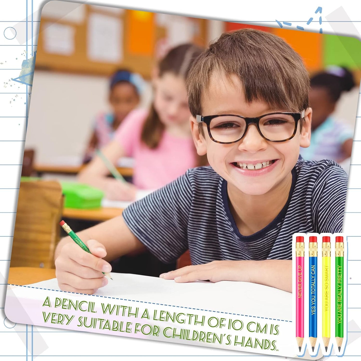 Tinlade 72 Pcs Inspirational Golf Pencils with Erasers for Kids Bulk Presharpened Neon Mini Quotes Half Pencils Back to School Students Gifts from Teacher for School Office Graduation Supplies