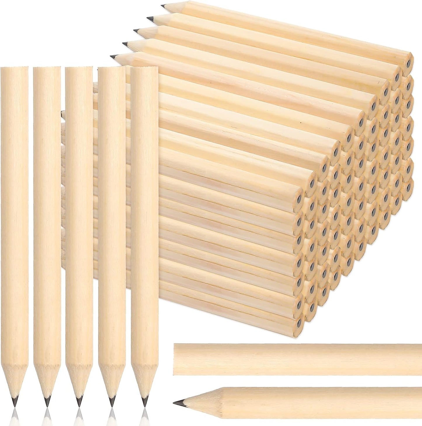 Fuutreo 200 Pcs Golf Pencils Bulk 2 HB Mini Half Pencils Christmas Round Pre Sharpened Natural Wooden Short Gift for Bridal Shower Wedding Boss Employee Gift Supplies, 3.5 Inch