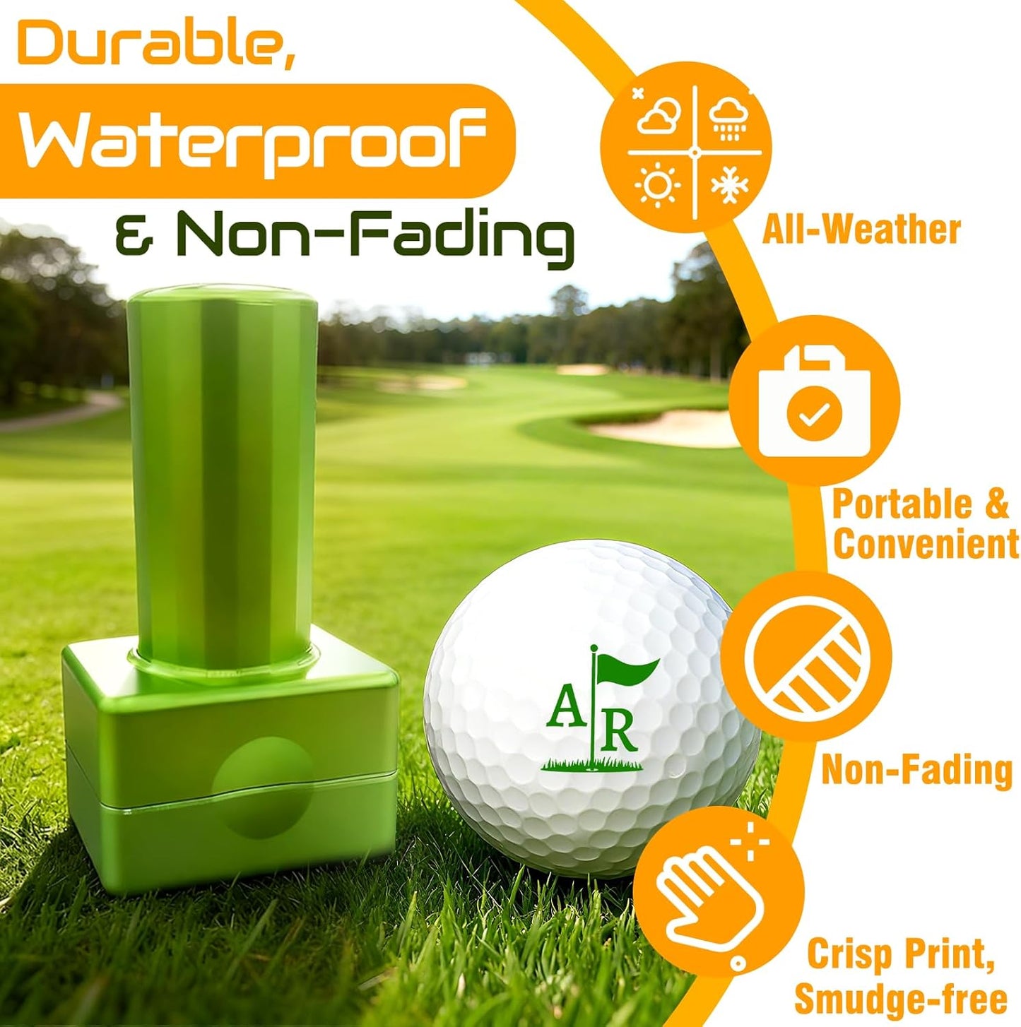 ONFAON Custom Golf Ball Stamp, Personalized Name Golf Ball Marker Stamp with Monogram Logo, Reusable Inking Customized Golf Stamper Accessories Gifts for Golfers