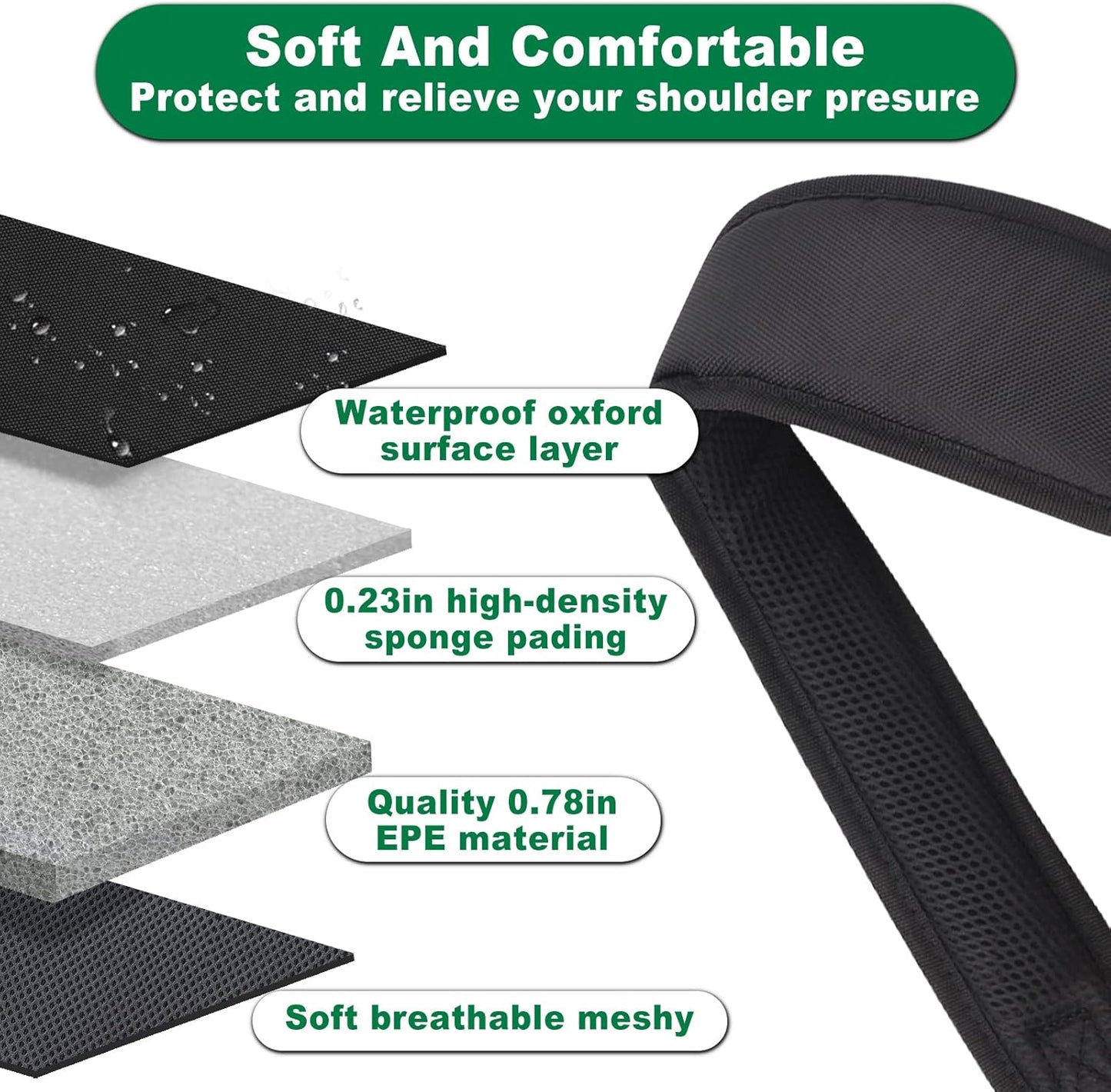 BIG TEETH Golf Bag Strap,Adjustable Padded Bag Strap Replacement,Golf Double Shoulder Bag Straps with 4Pcs Rotate Hooks