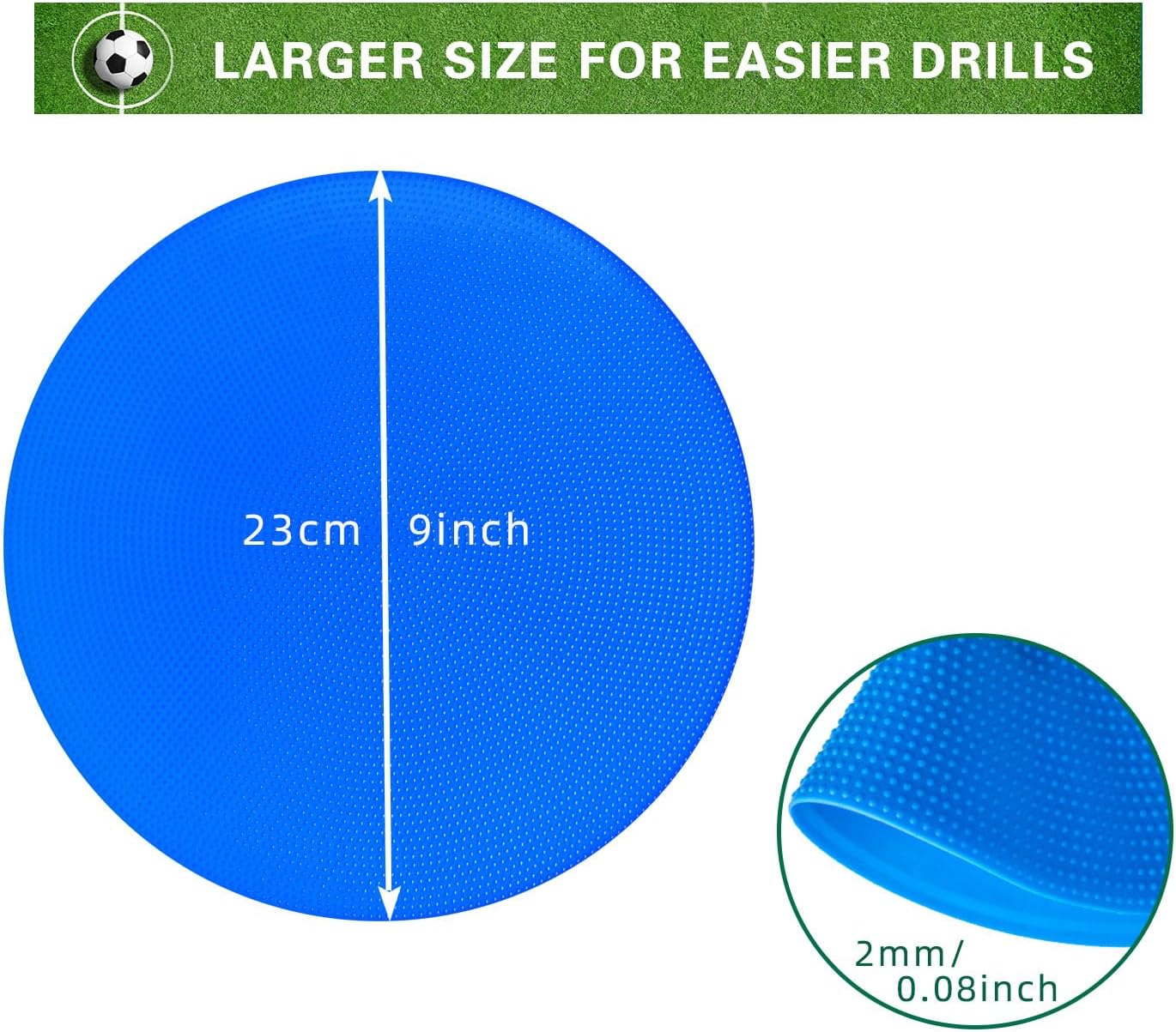 Spot Markers 9 Inch 10 Inch Non Slip Rubber Floor Markers Flat Field Cones Poly Dots for Soccer Basketball Sports Speed Agility Training and Drills