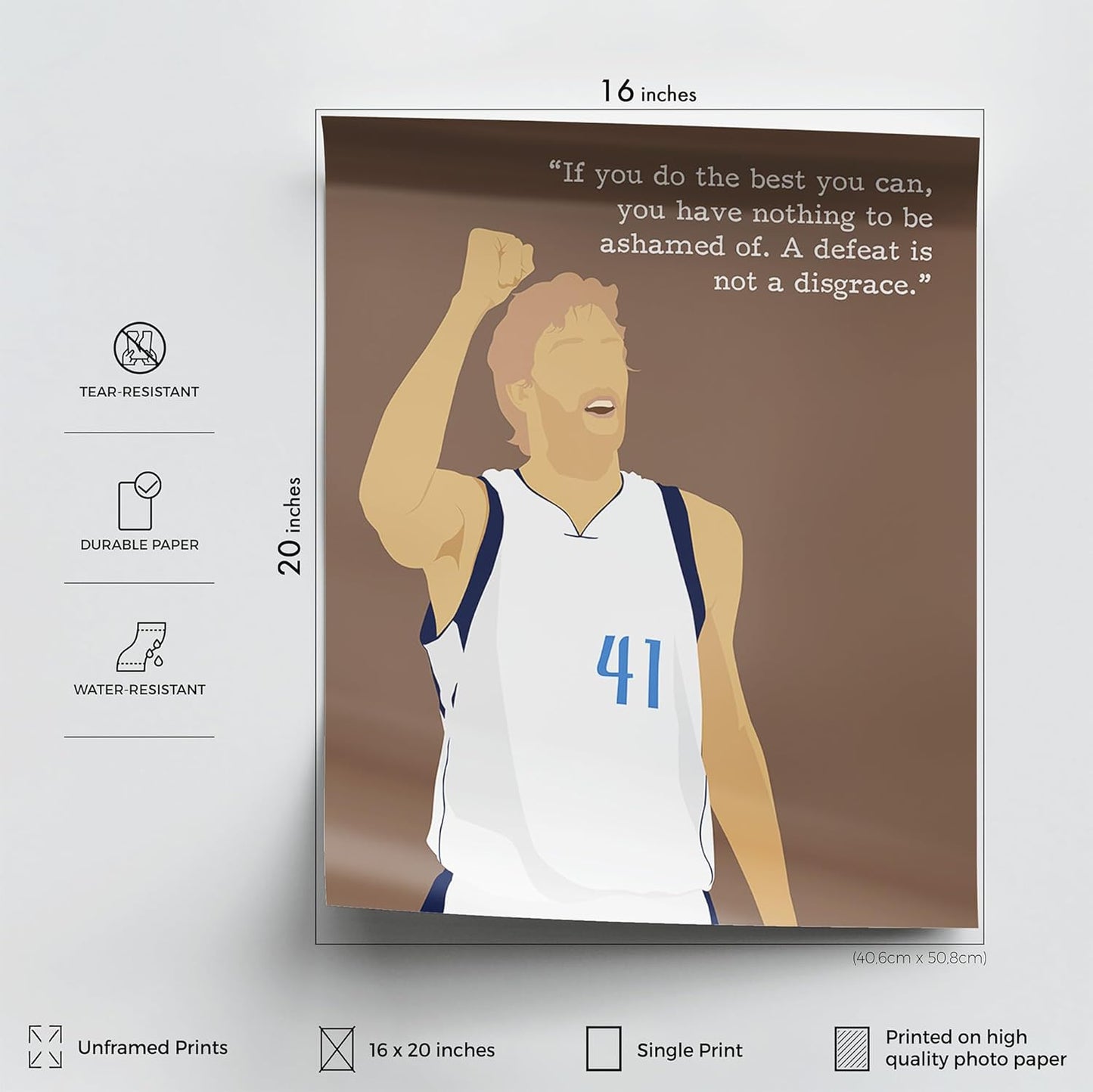 LOLUIS Motivational Basketball Superstar Hand-Drawn Artwork Sport Quote Wall Art Decorations (Unframed 16"x20", Basketball Player 10)