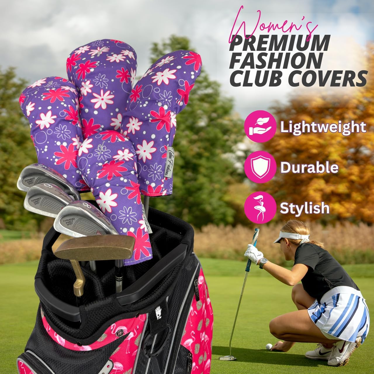 Taboo Fashions Resort Collection Golf Club Covers for Women - Numbered Golf Headcovers Set for Driver, Fairway and Hybrid Clubs - Weather Resistant, Pack of 4