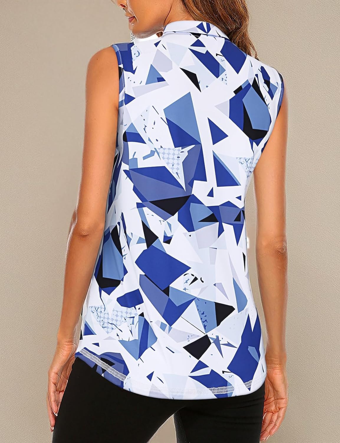 Koscacy Women's Sleeveless Golf Tennis Polo Shirts Zip Up Dry Fit Workout Tank Tops Athletic Shirt