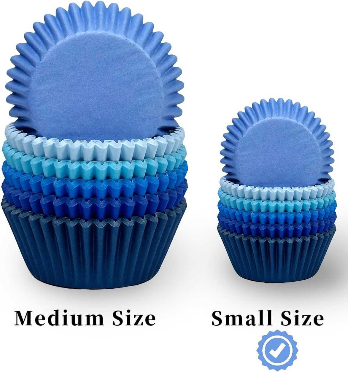 qiqee Mini 300-Count Cupcake Liners Cupcake Cups Food Grade 6 Solid Blue Colors Cupcake Papers Baking Cups Cupcake Wrappers (Mini Size)