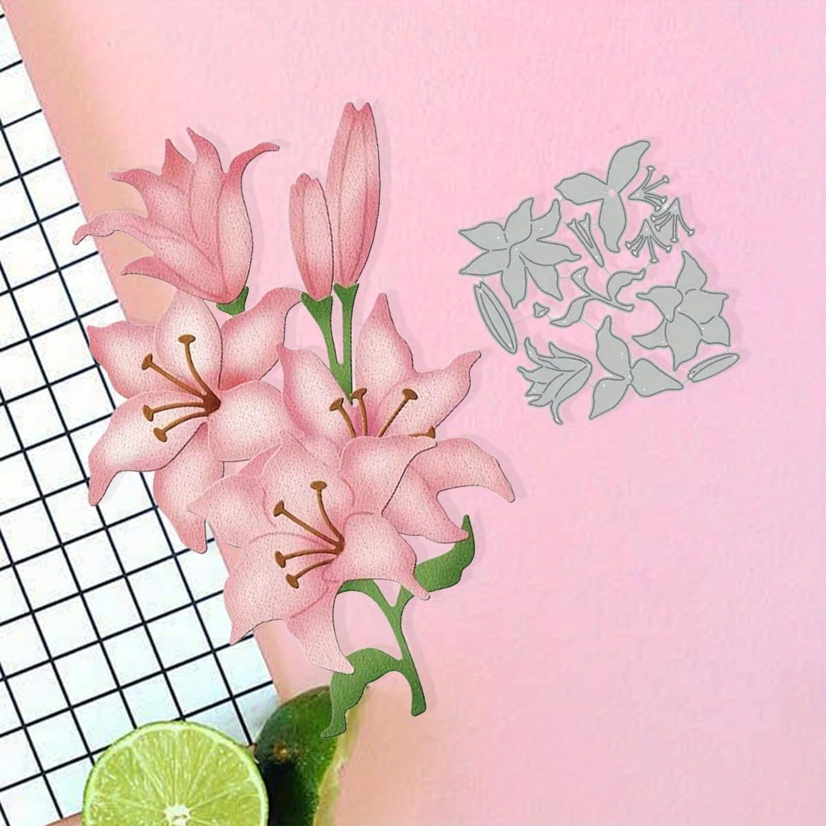 Flowers Metal Cutting Die for Scrapbooking - Cut Stencils for DIY Scrapbook Photo Album Decorative Paper Card, Card Making Supplies, Stencils & Crafting Die Cut (Pink Flower 4.3 x 4.1 in)