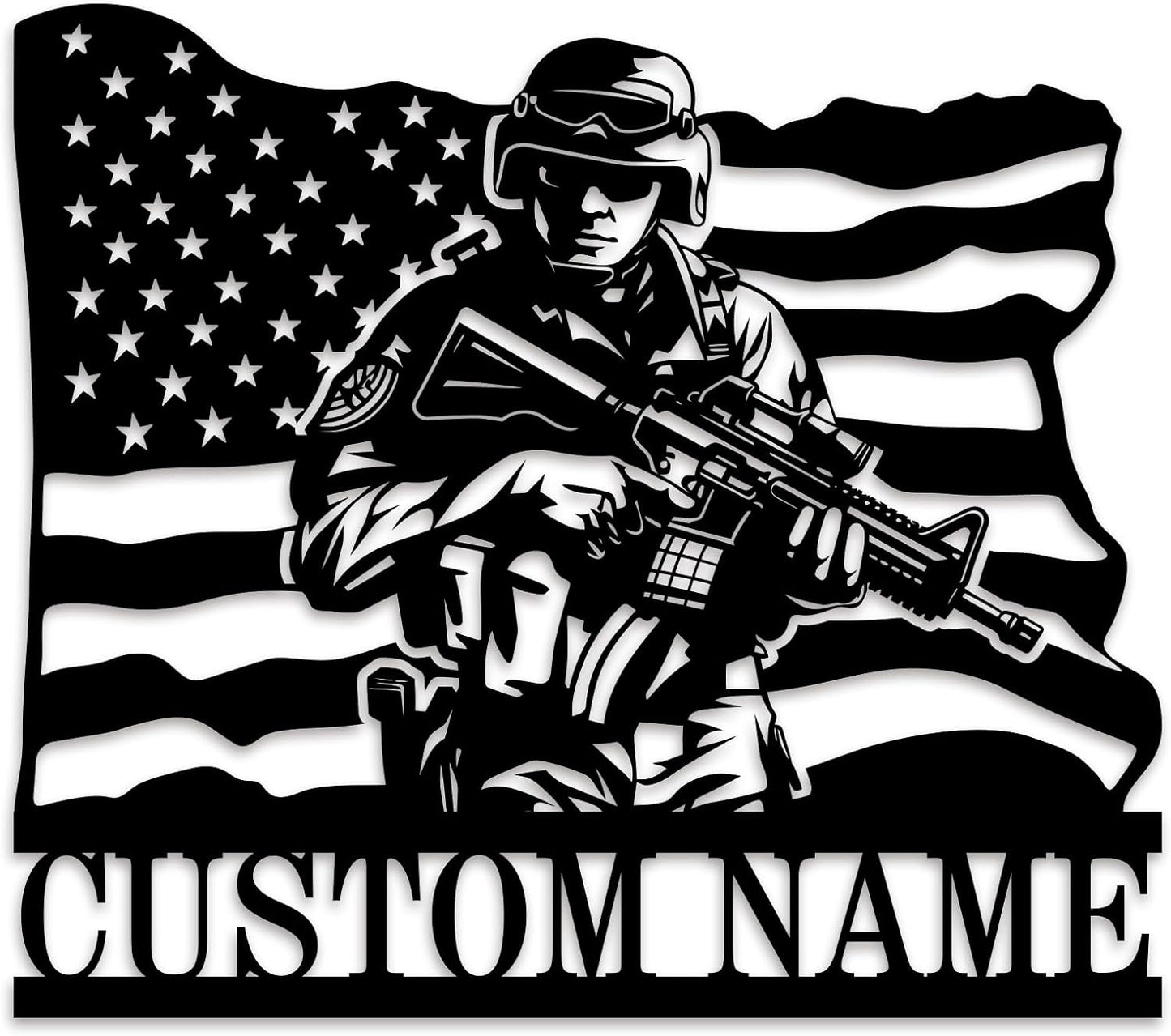Personalized Army Soldiers Metal Signs Custom Military Metal Wall Art Patriotic American Flag Wall Decor Personalized US Military Army Gifts Veterans Day Gifts