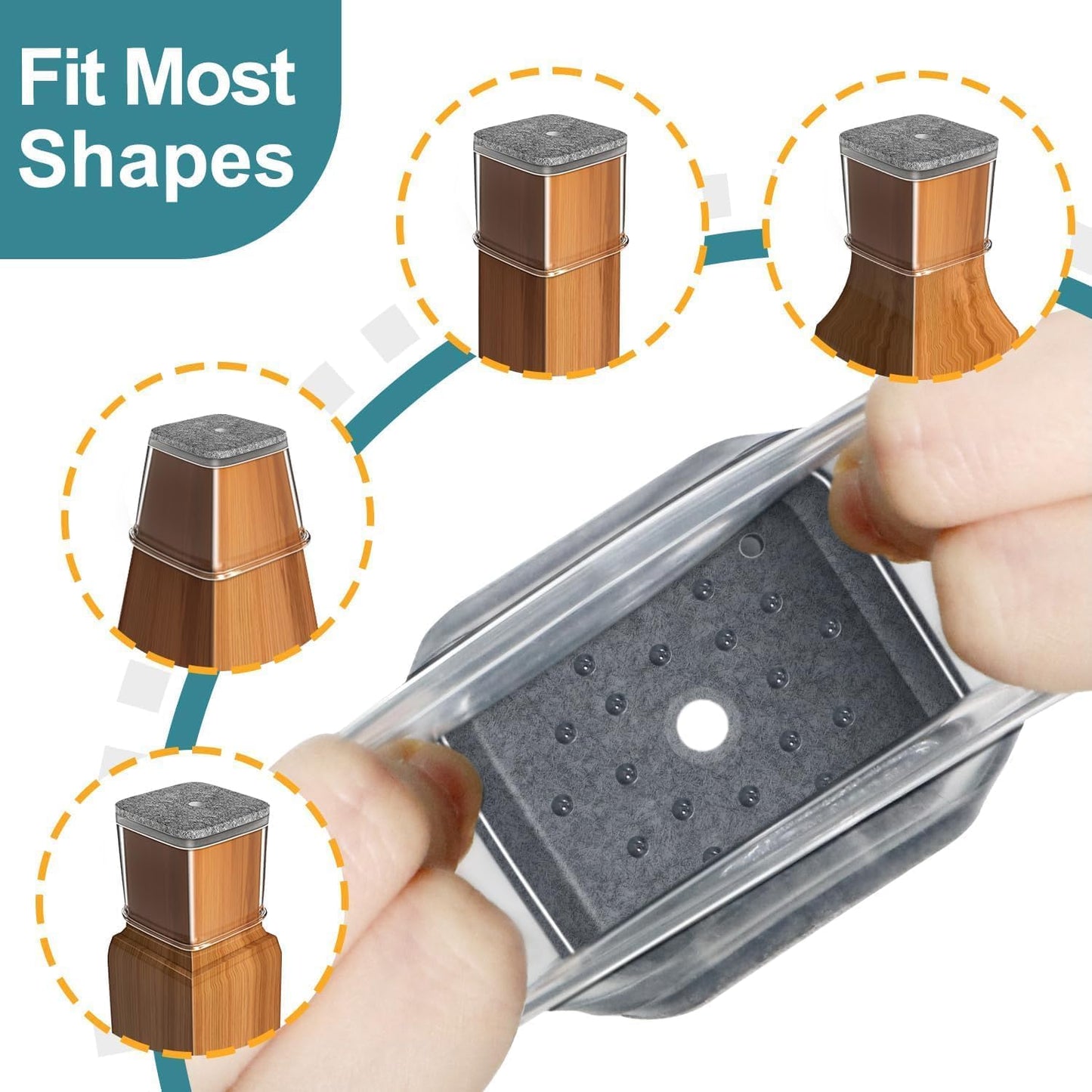 Ansible 24 Pcs Chair Leg Floor Protectors Square, Silicone Felt Furniture Leg Pads Caps Covers for Hardwood Floors (Fit:3/4" to 1")